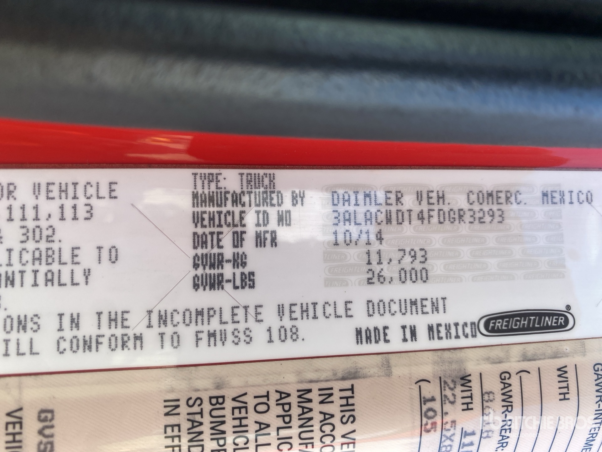 General Appearance with Serial Number / VIN