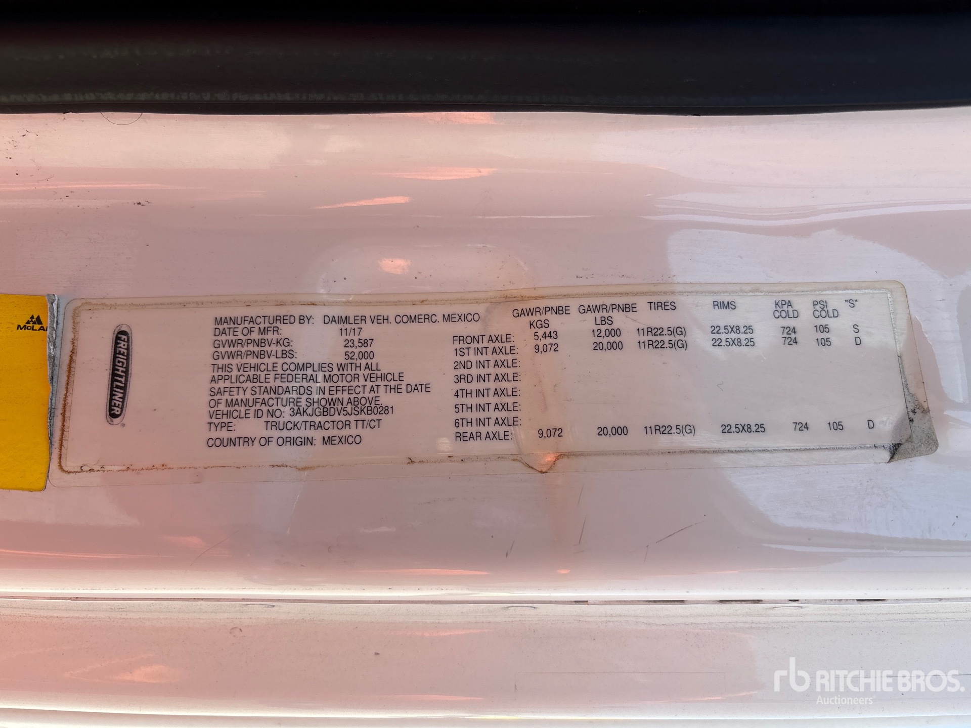 General Appearance with Serial Number / VIN