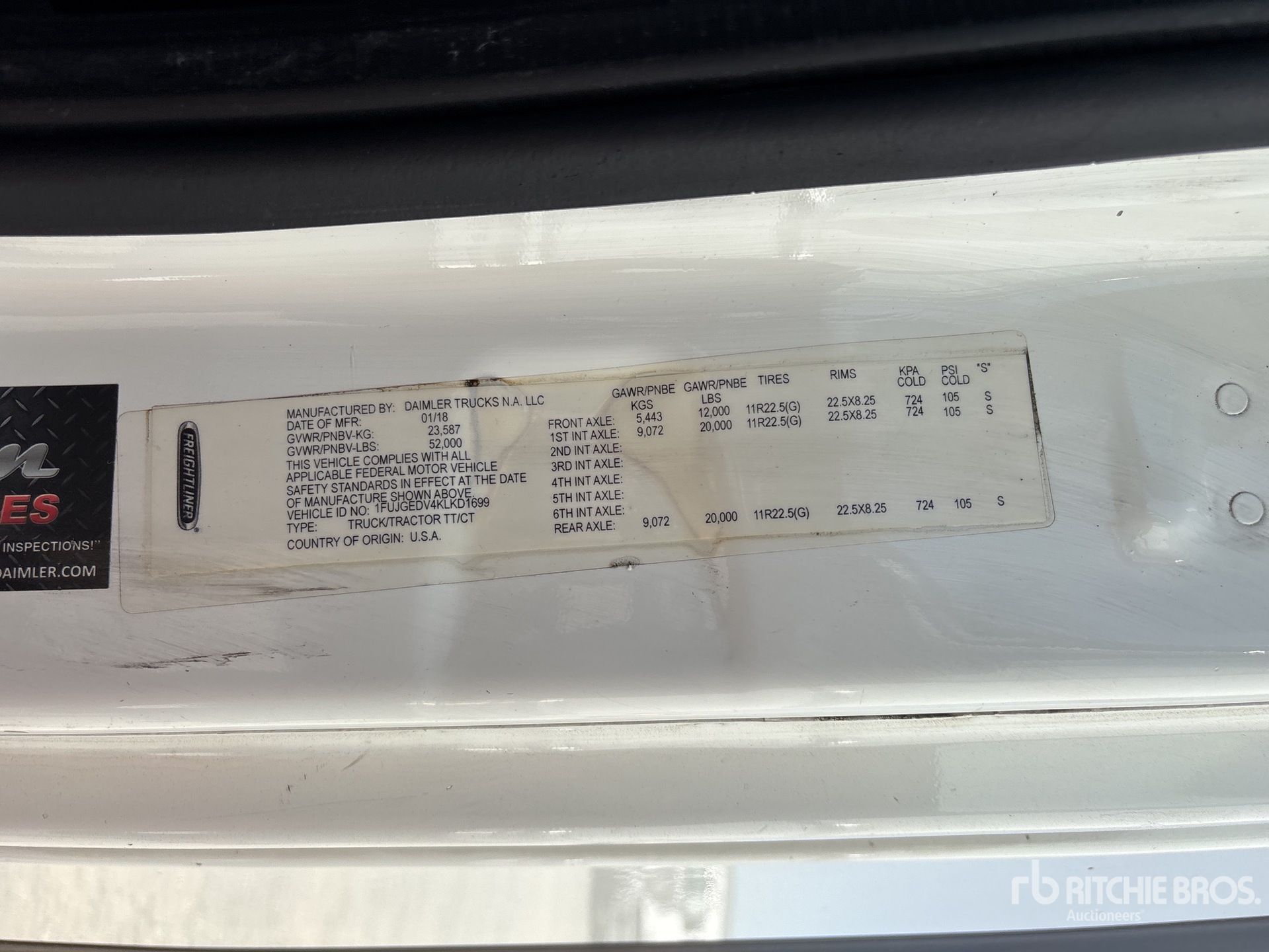 General Appearance with Serial Number / VIN