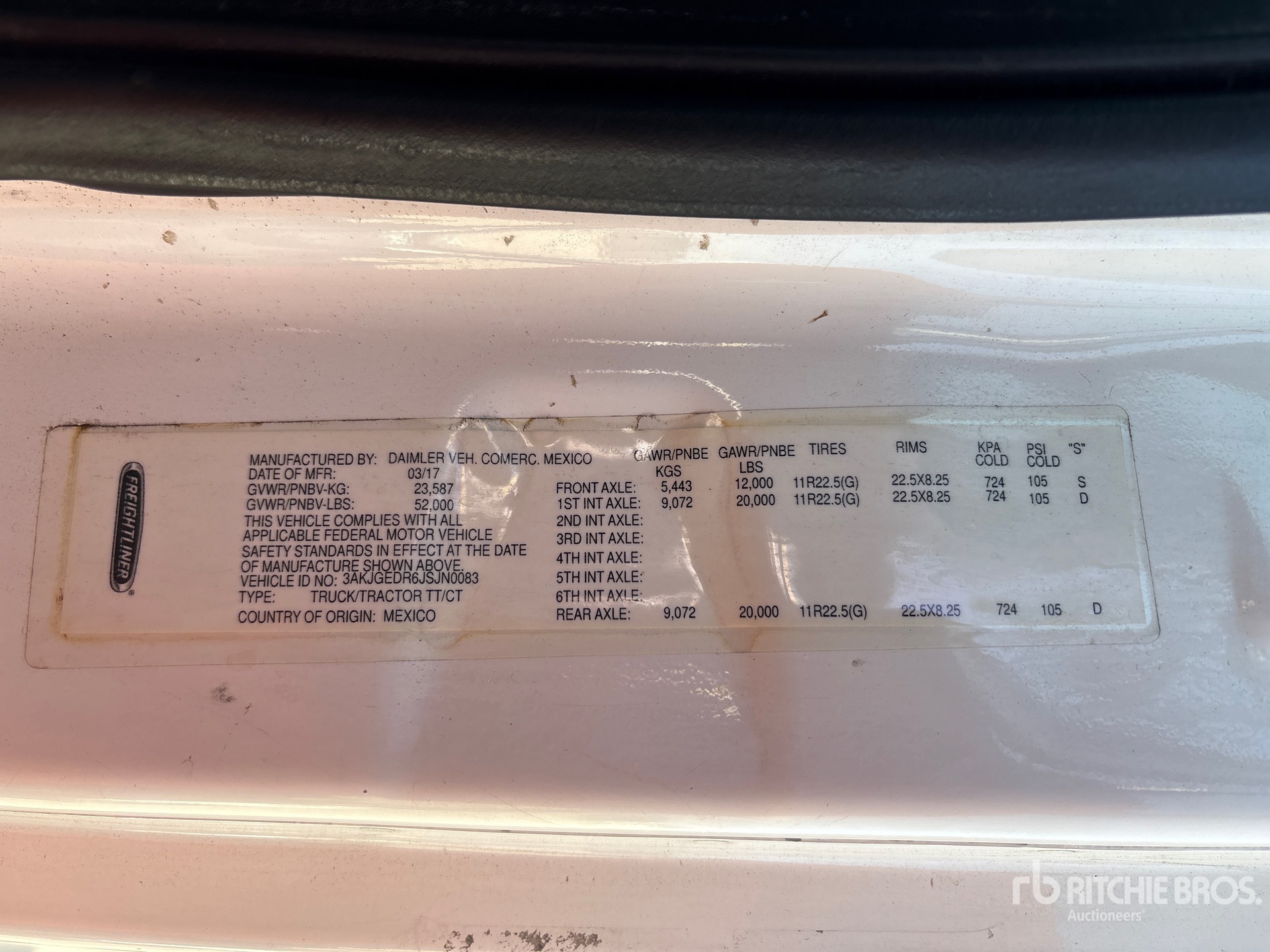 General Appearance with Serial Number / VIN