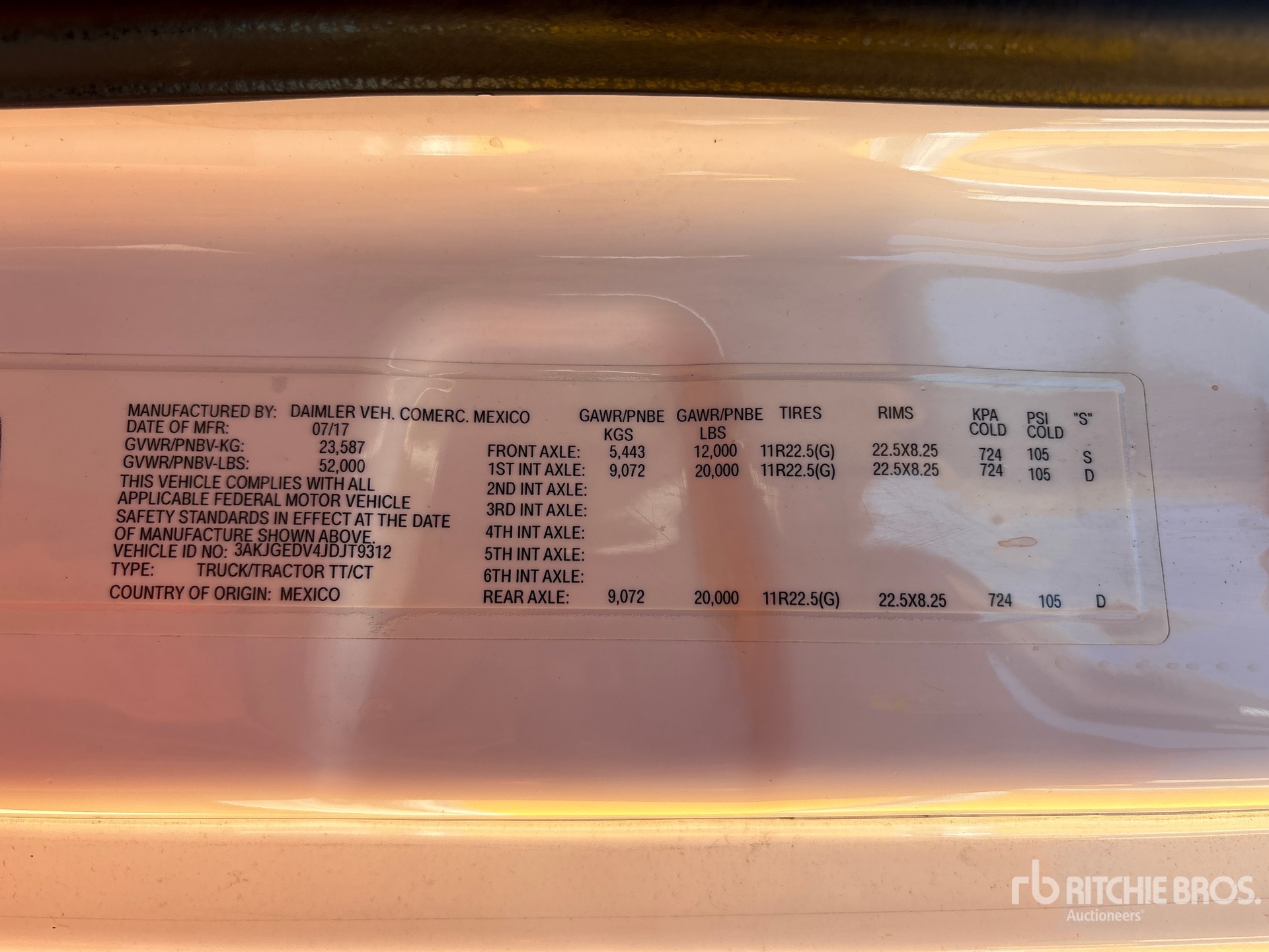 General Appearance with Serial Number / VIN