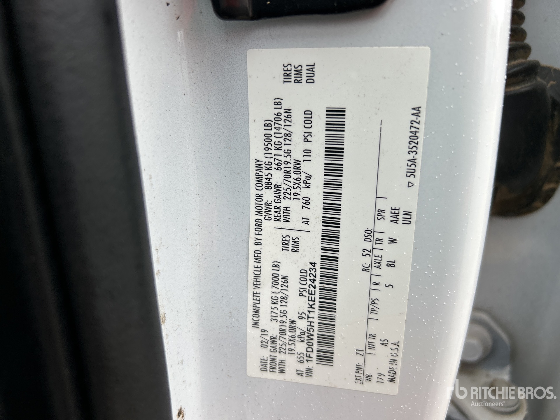 General Appearance with Serial Number / VIN