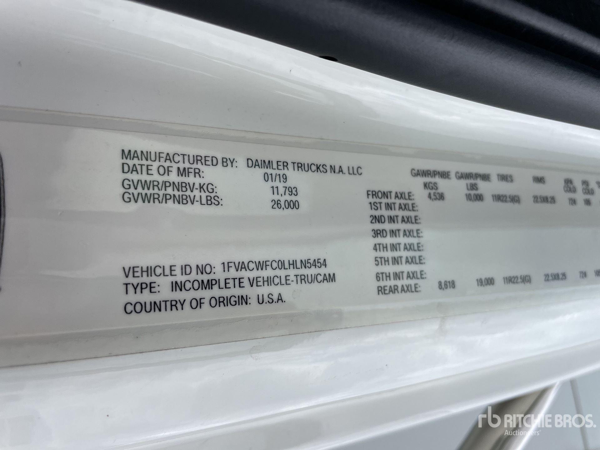 General Appearance with Serial Number / VIN