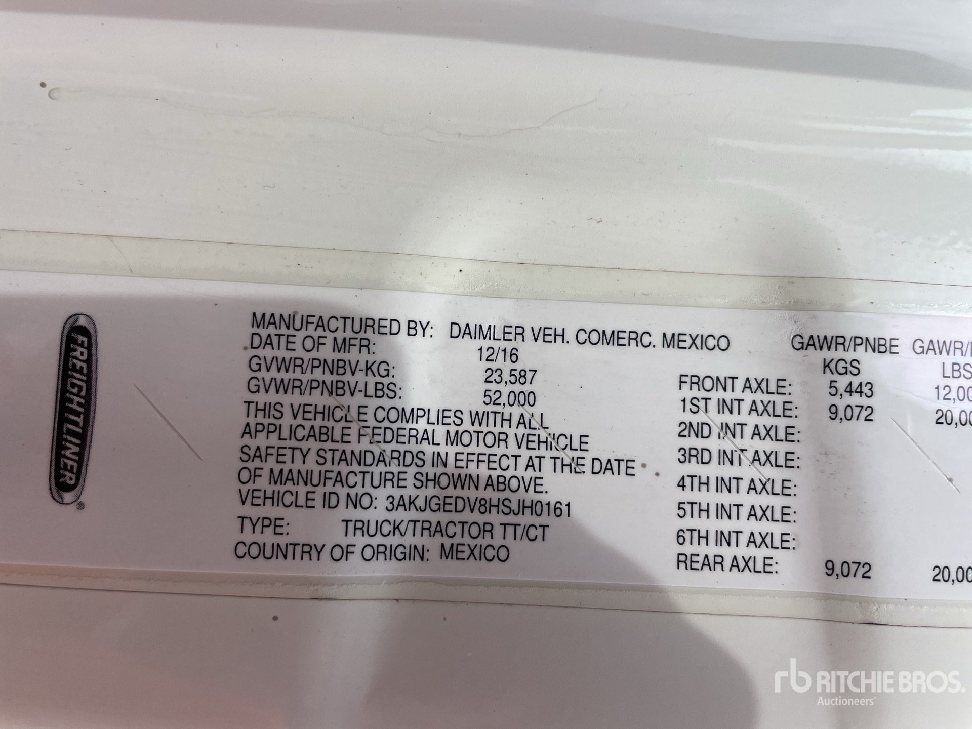 General Appearance with Serial Number / VIN