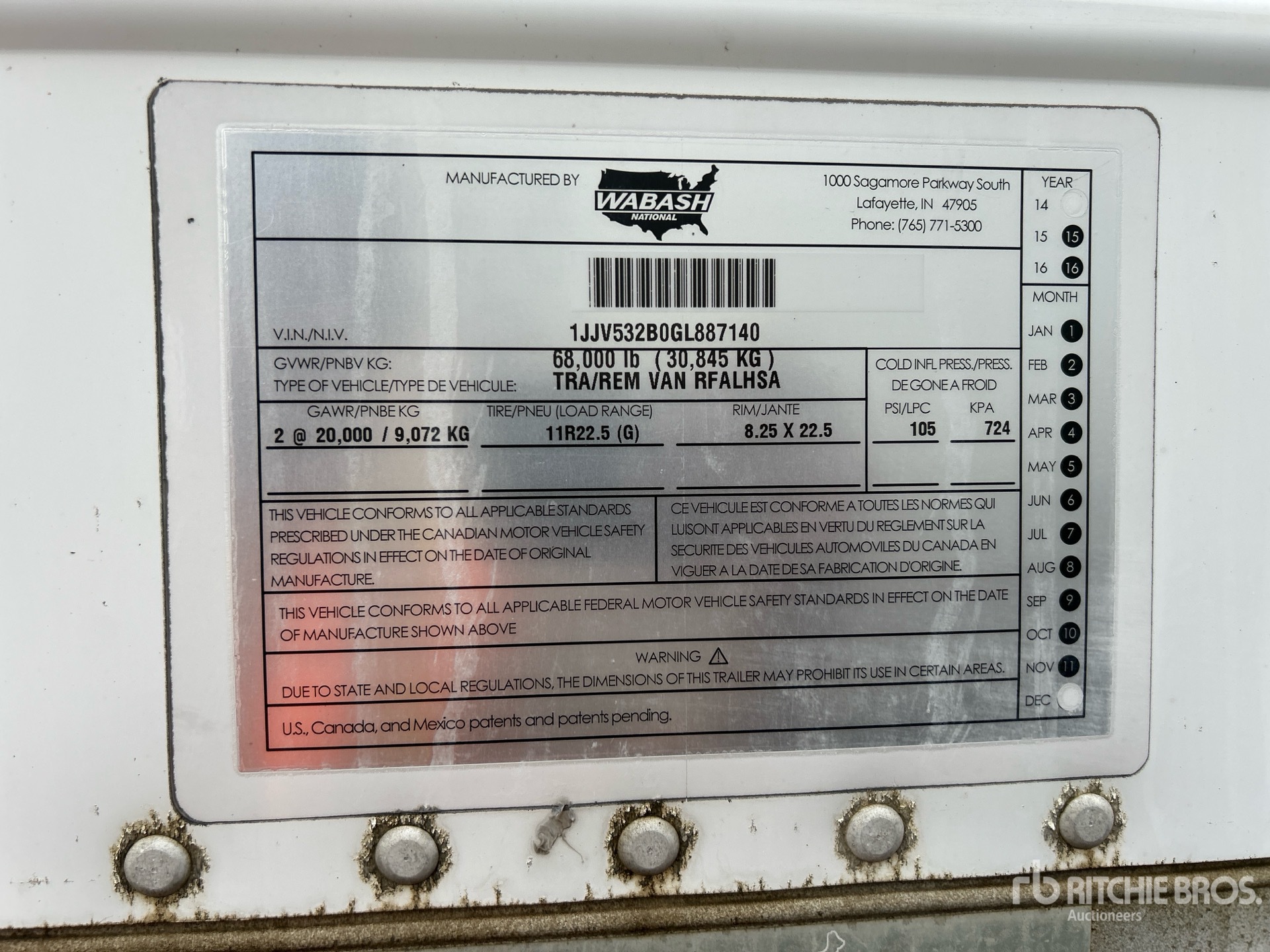 General Appearance with Serial Number / VIN
