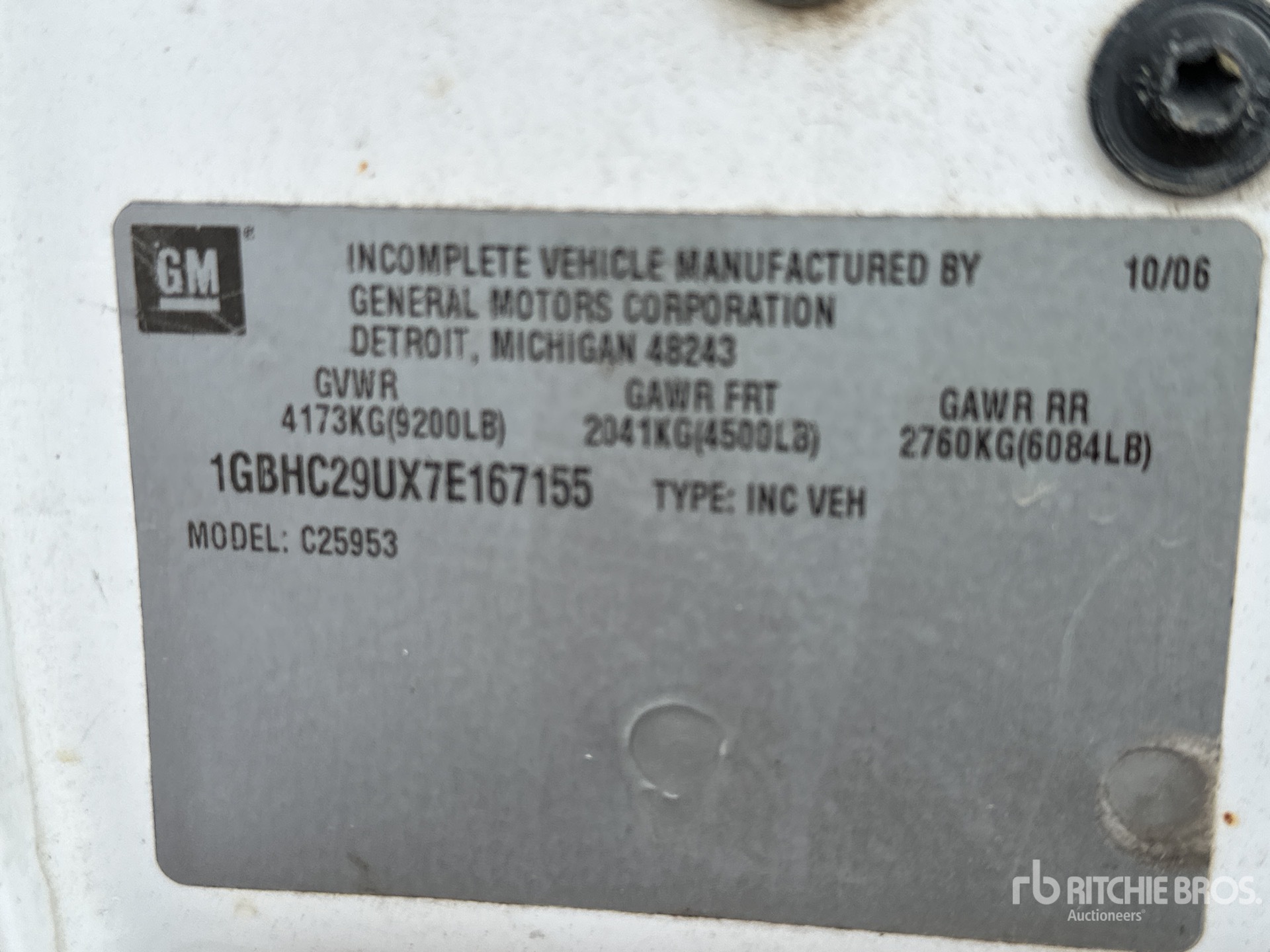 General Appearance with Serial Number / VIN