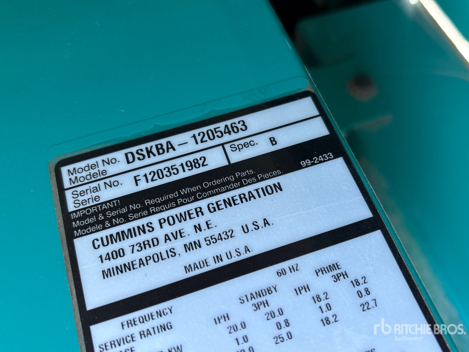 General Appearance with Serial Number / VIN