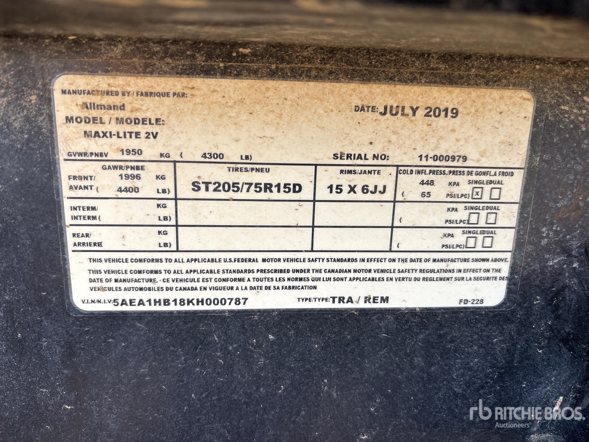 General Appearance with Serial Number / VIN