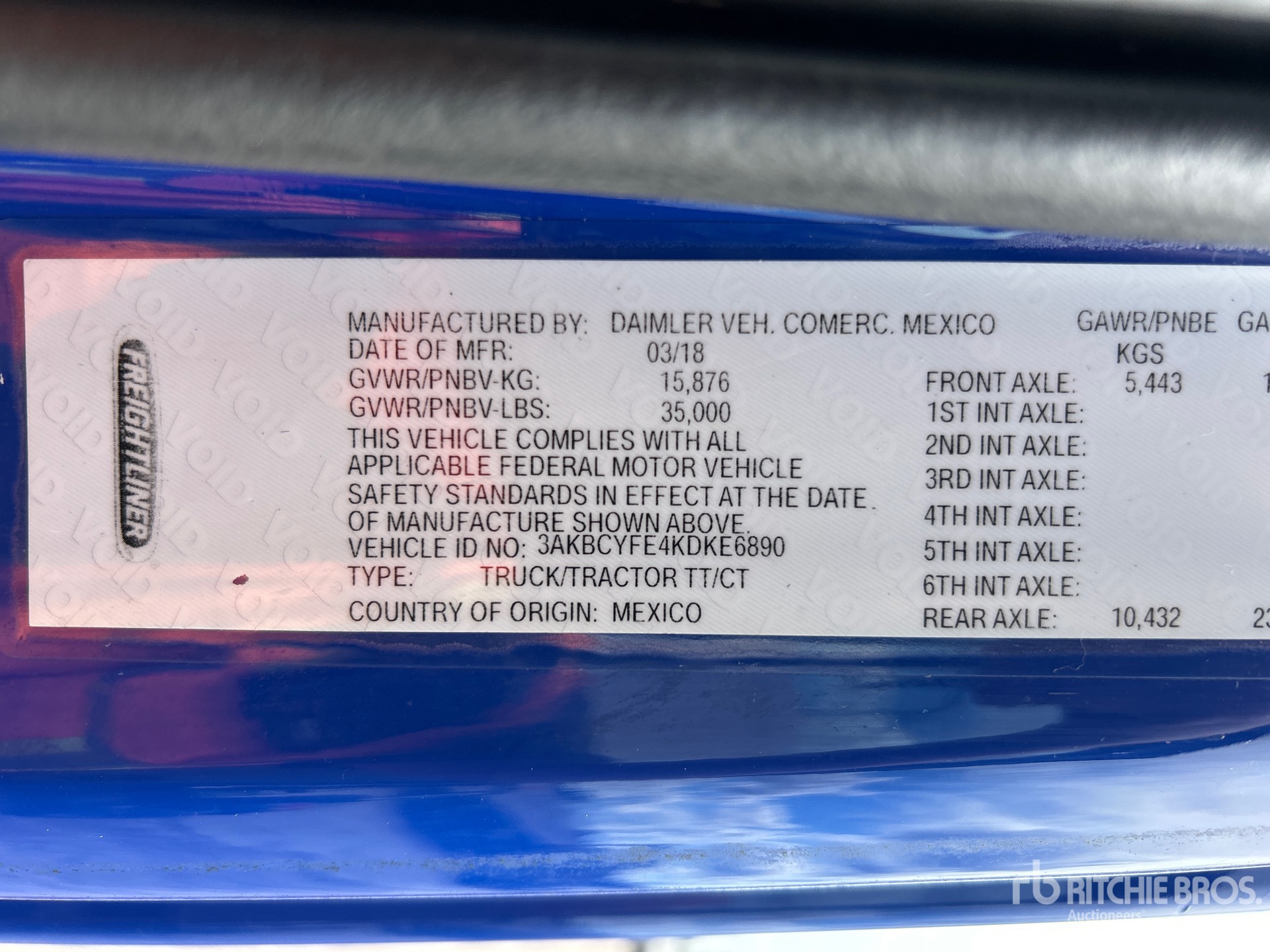 General Appearance with Serial Number / VIN