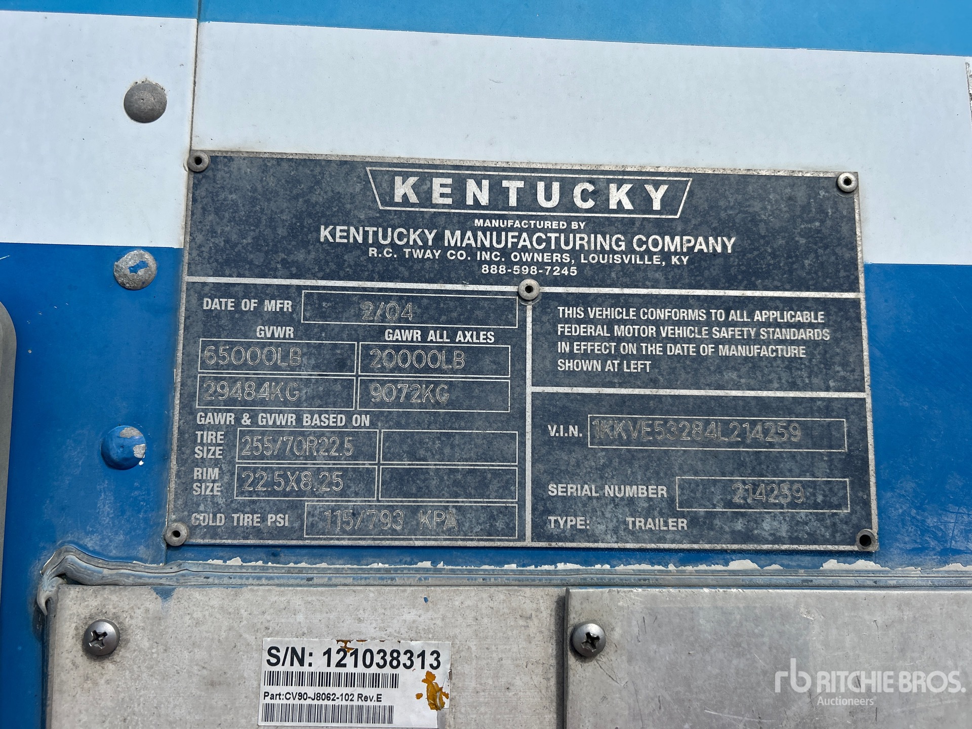 General Appearance with Serial Number / VIN