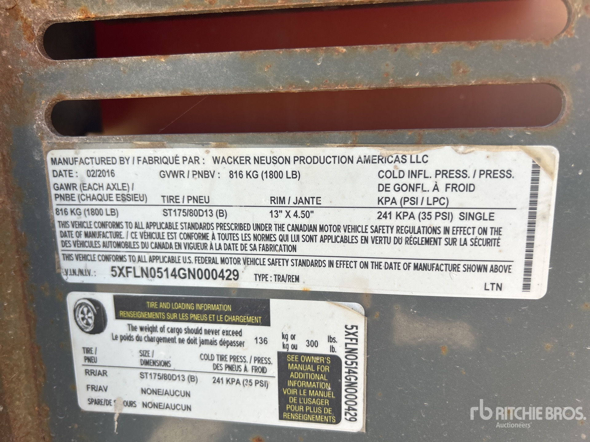 General Appearance with Serial Number / VIN