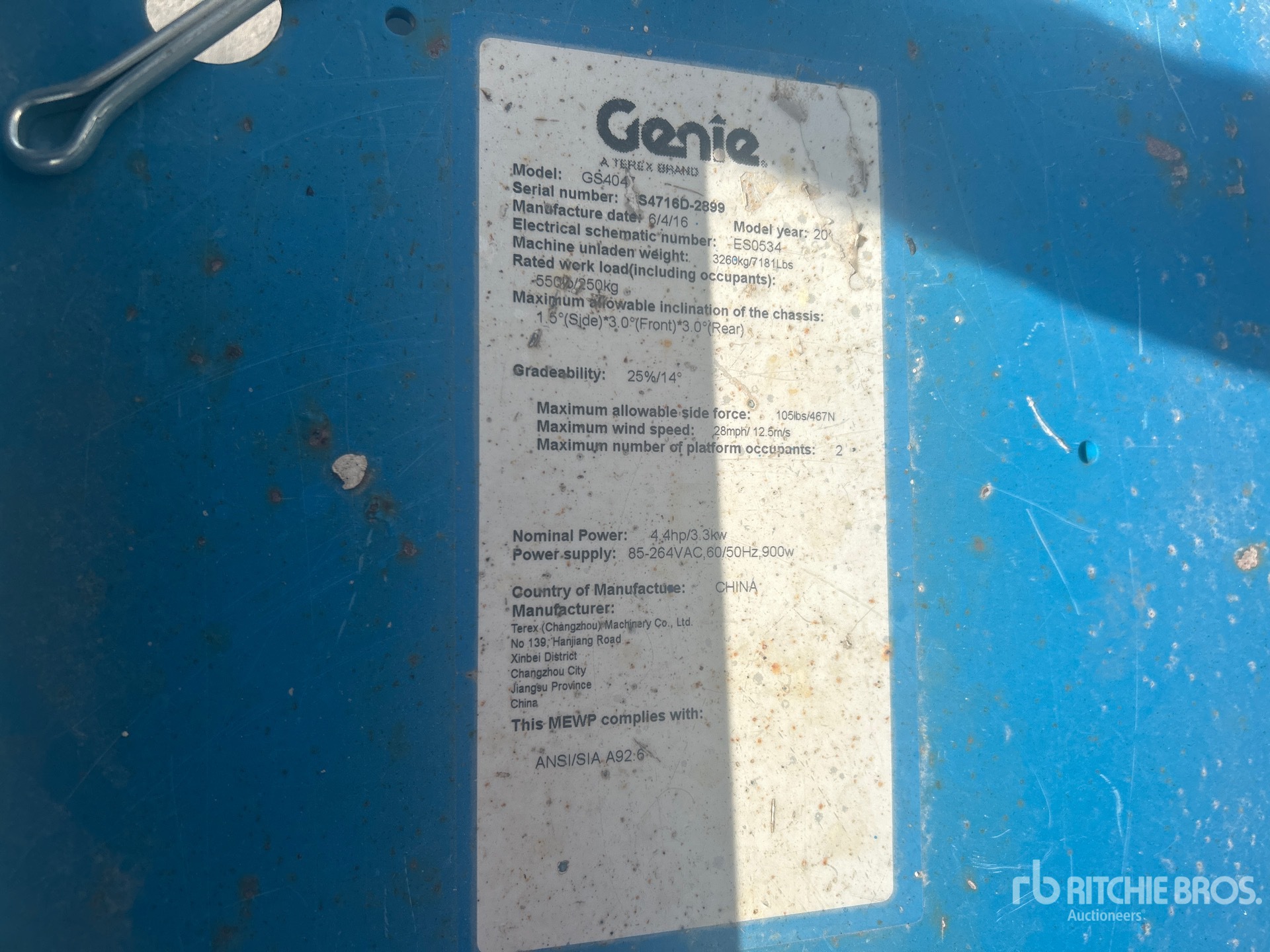 ELEVADOR TIJERA 2016 GENIE GS4047