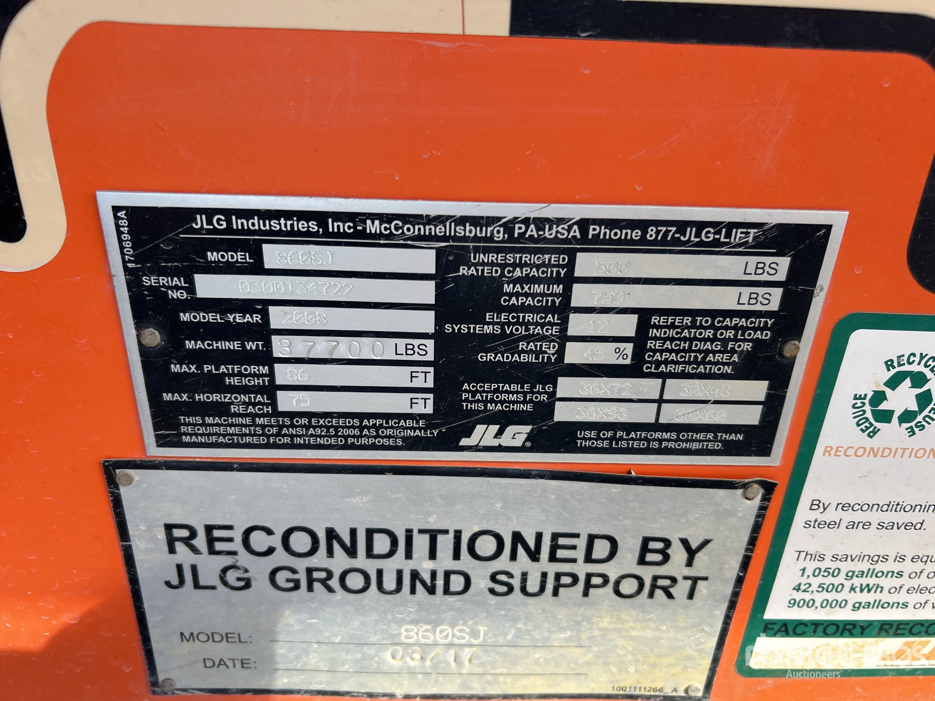 General Appearance with Serial Number / VIN