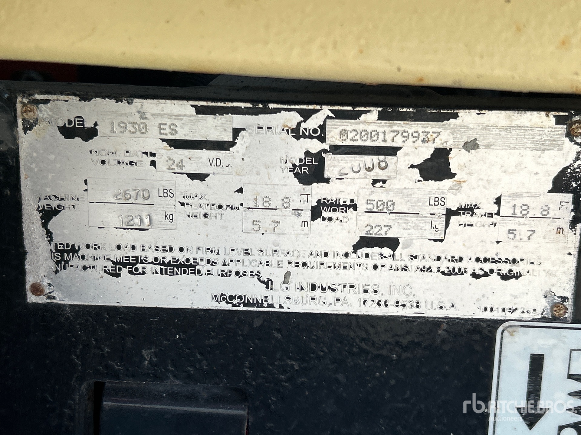 General Appearance with Serial Number / VIN