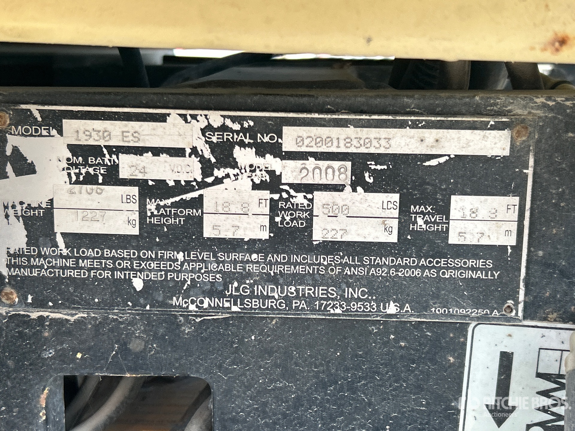 General Appearance with Serial Number / VIN