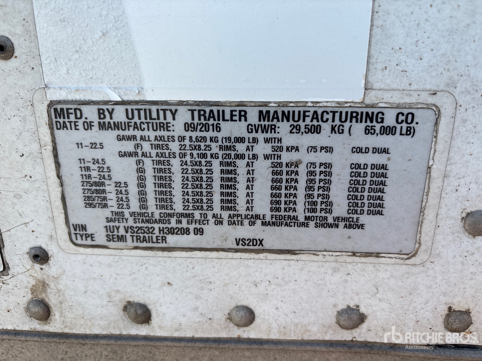 General Appearance with Serial Number / VIN