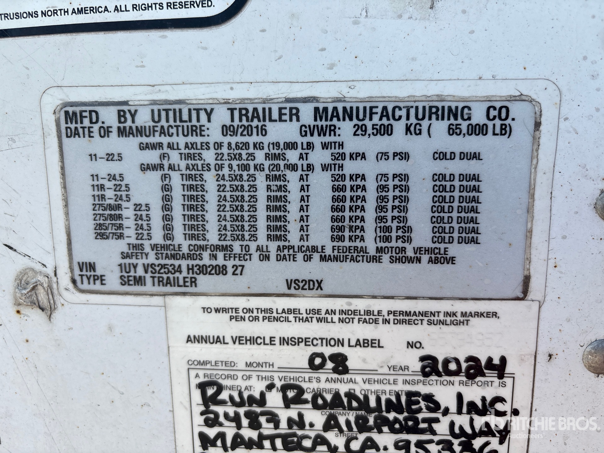 General Appearance with Serial Number / VIN