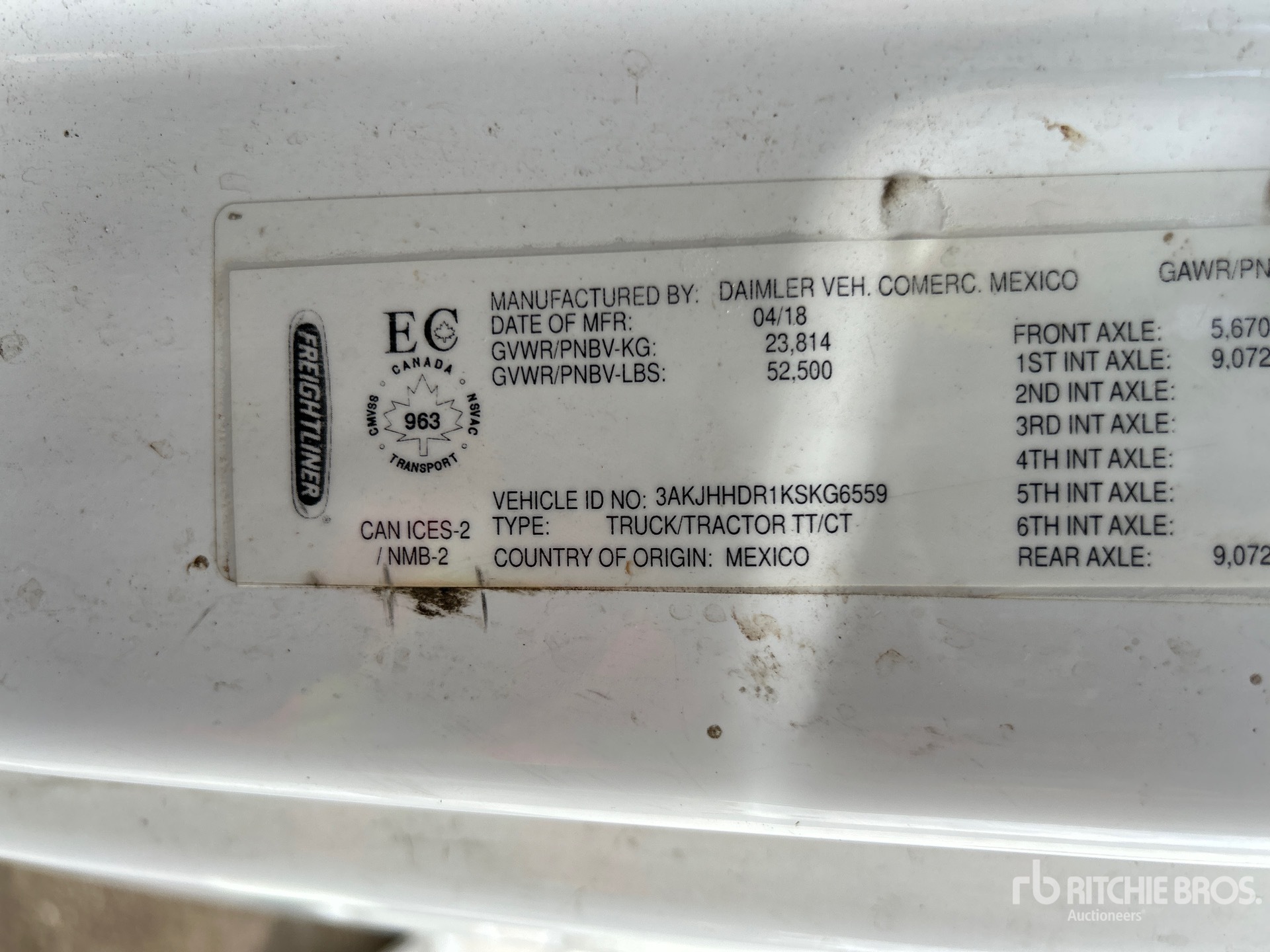 General Appearance with Serial Number / VIN