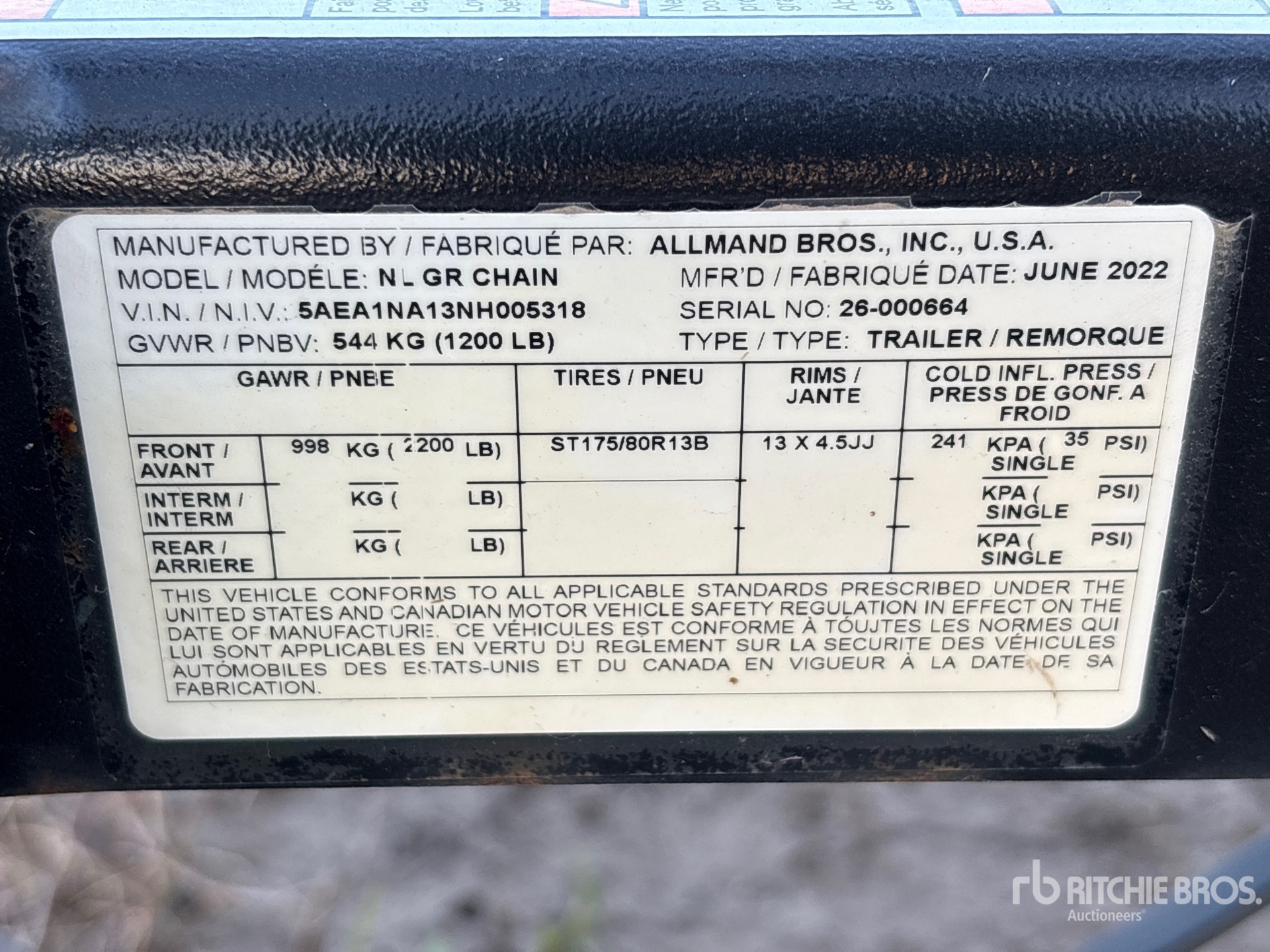 General Appearance with Serial Number / VIN
