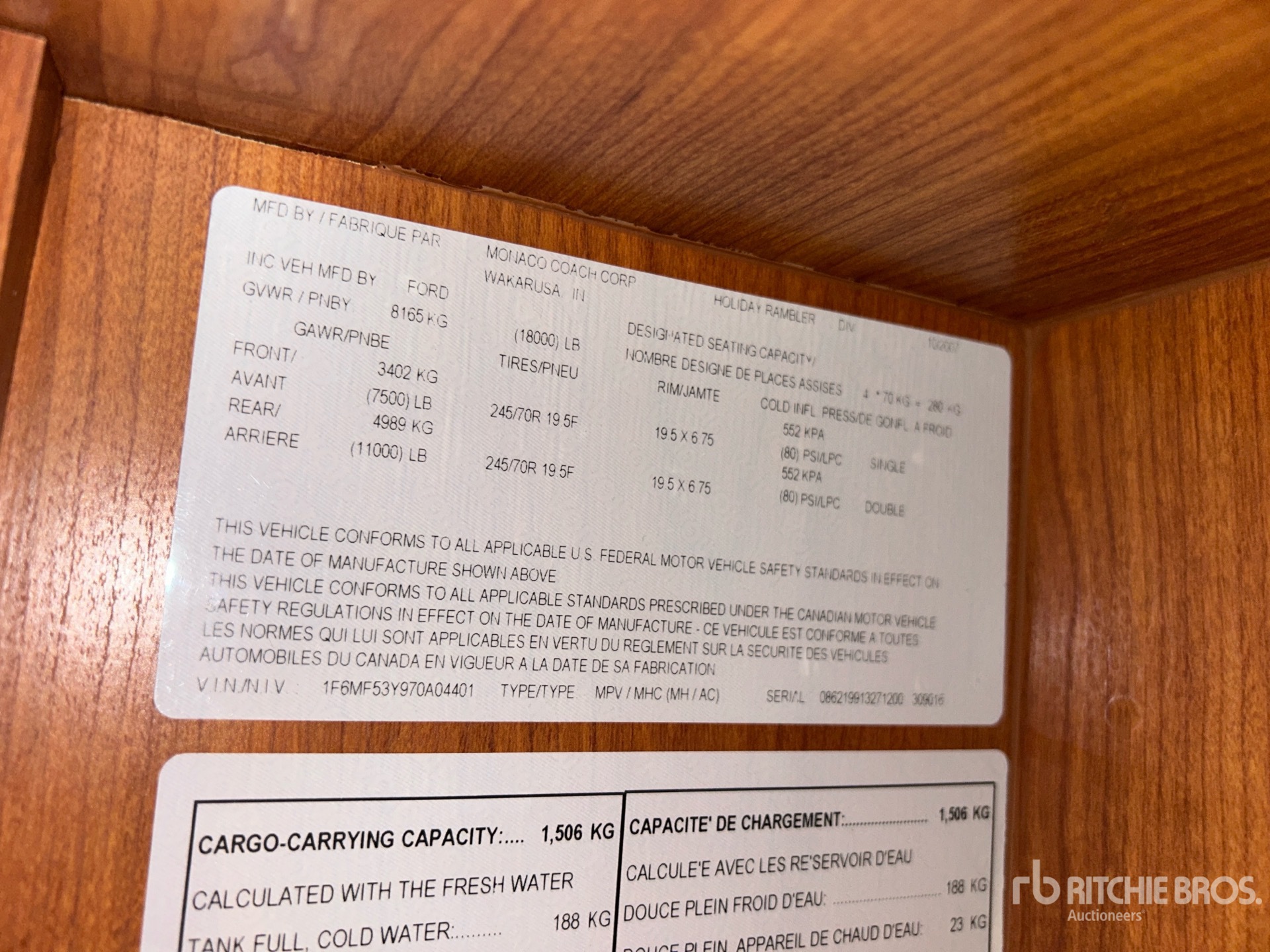 General Appearance with Serial Number / VIN