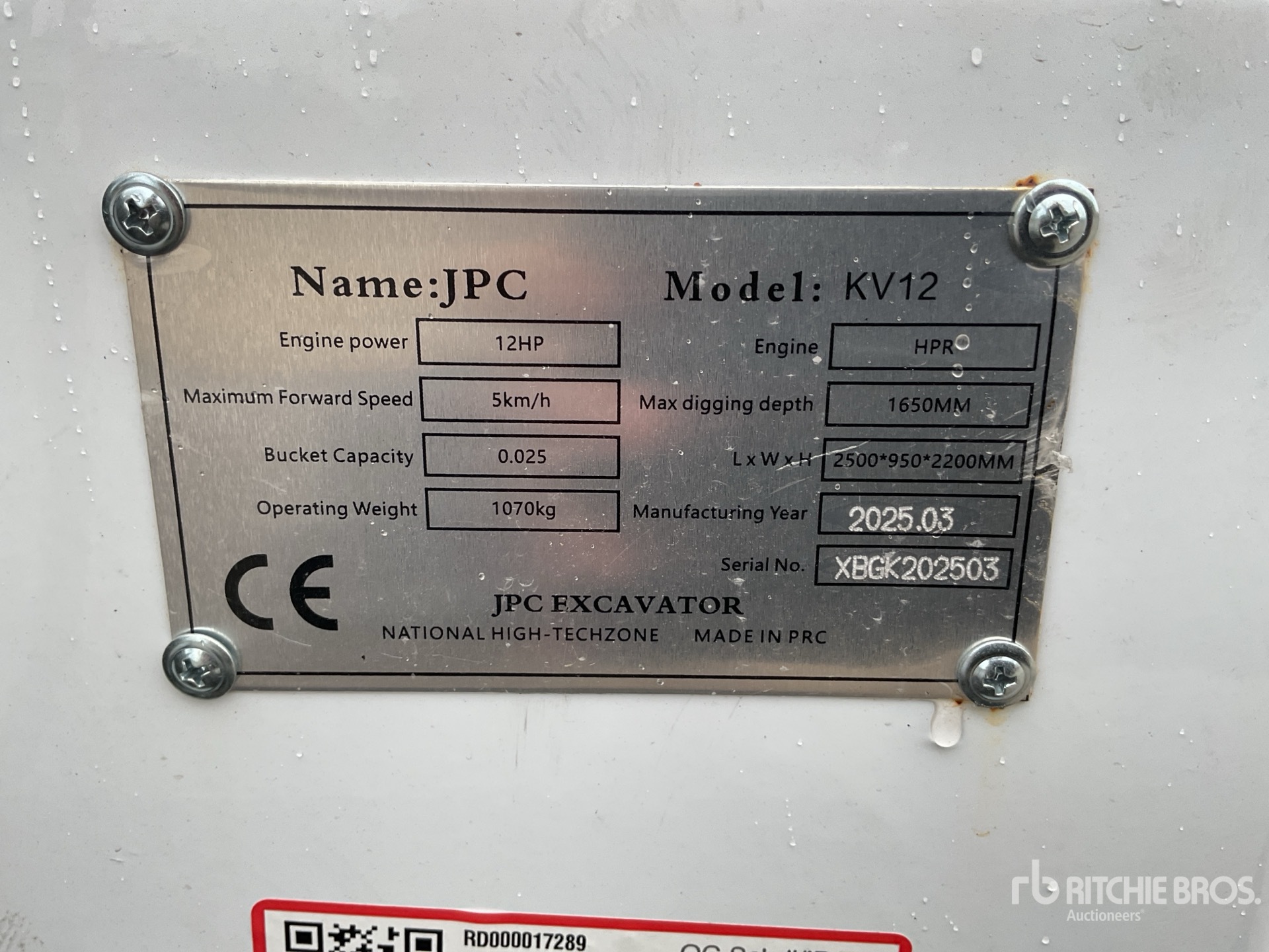 General Appearance with Serial Number / VIN