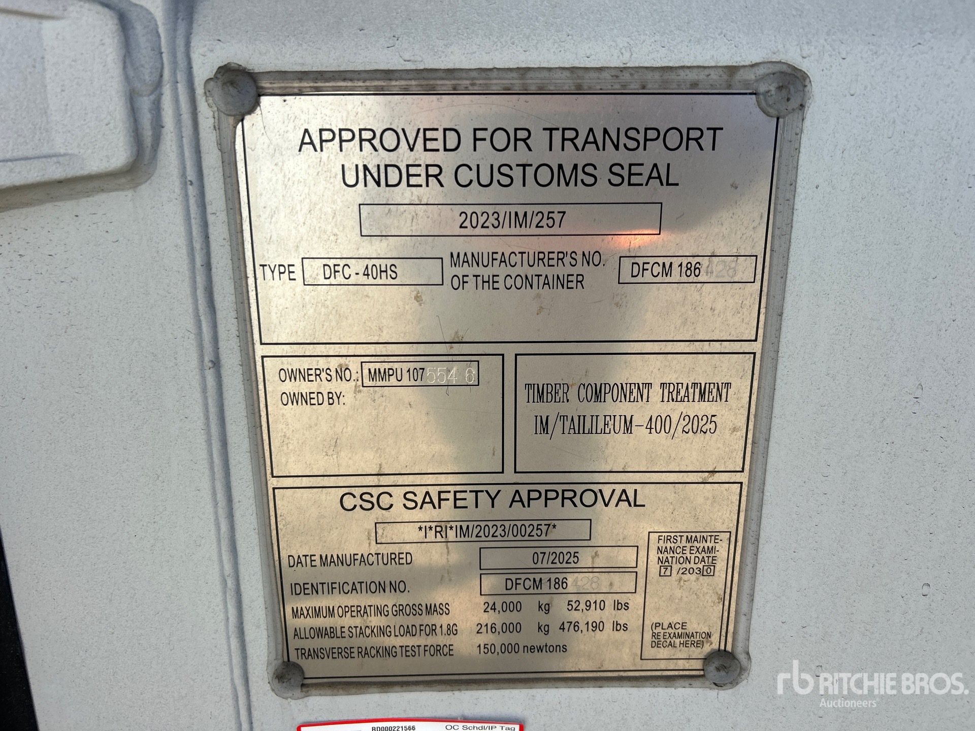 General Appearance with Serial Number / VIN