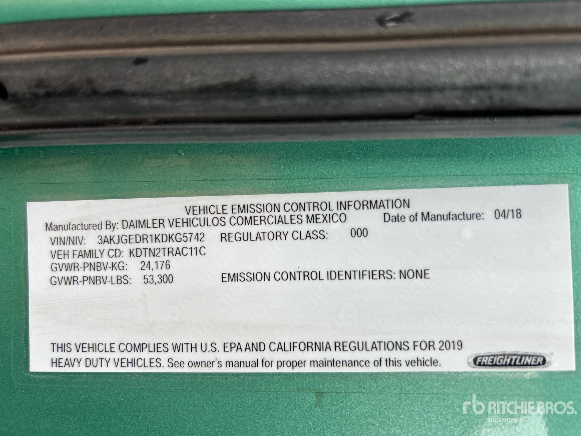 General Appearance with Serial Number / VIN