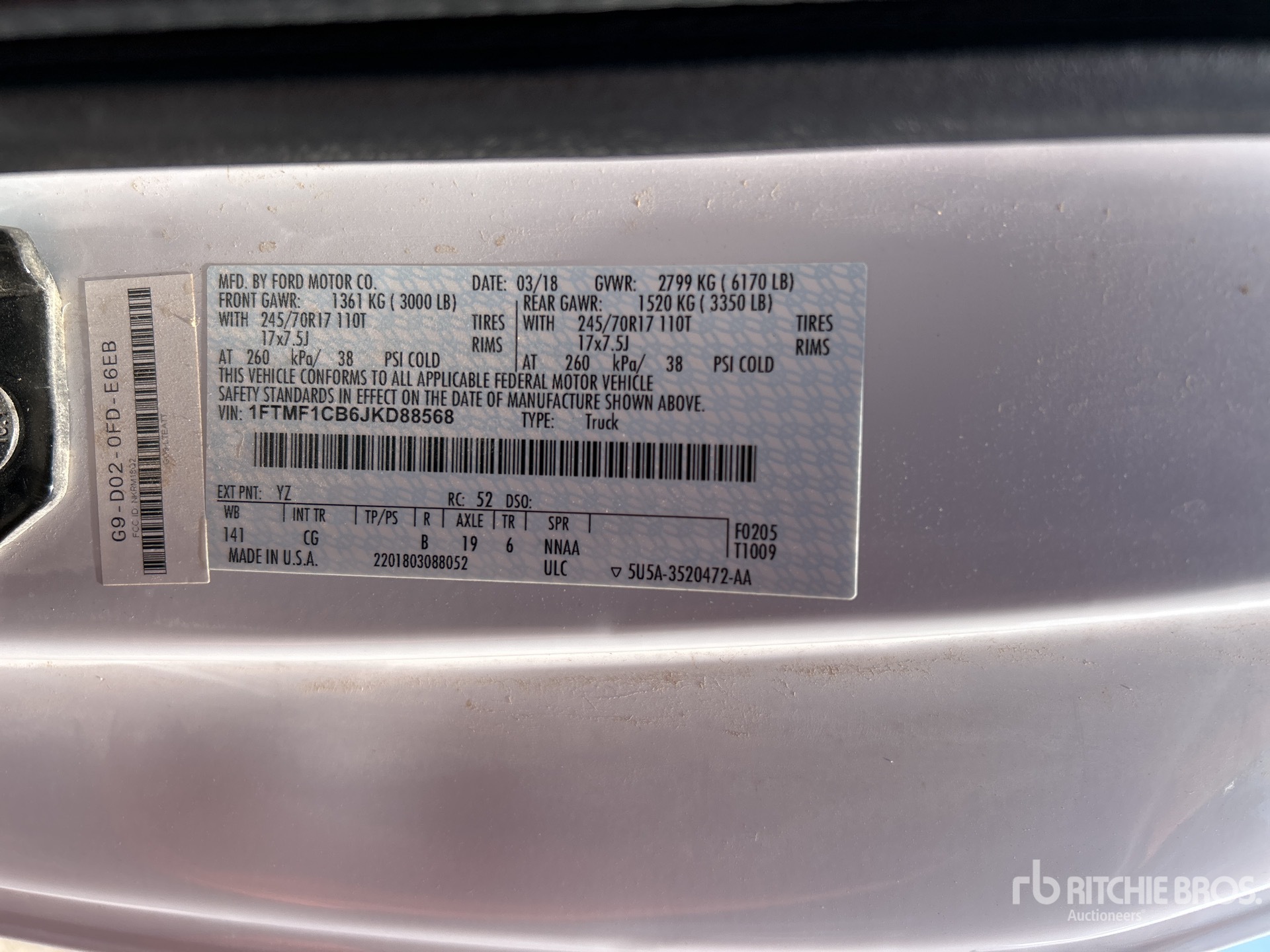 General Appearance with Serial Number / VIN