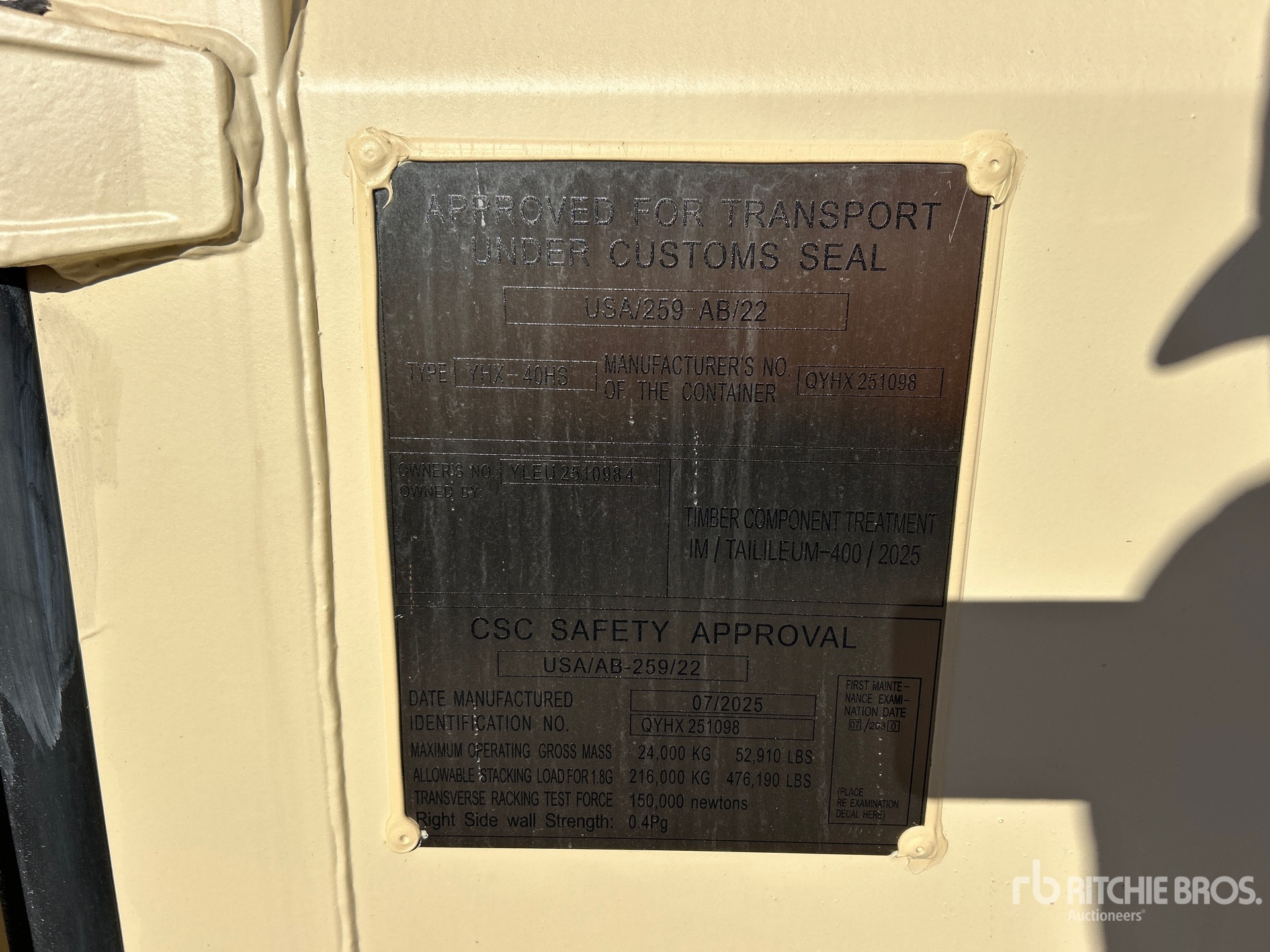 General Appearance with Serial Number / VIN