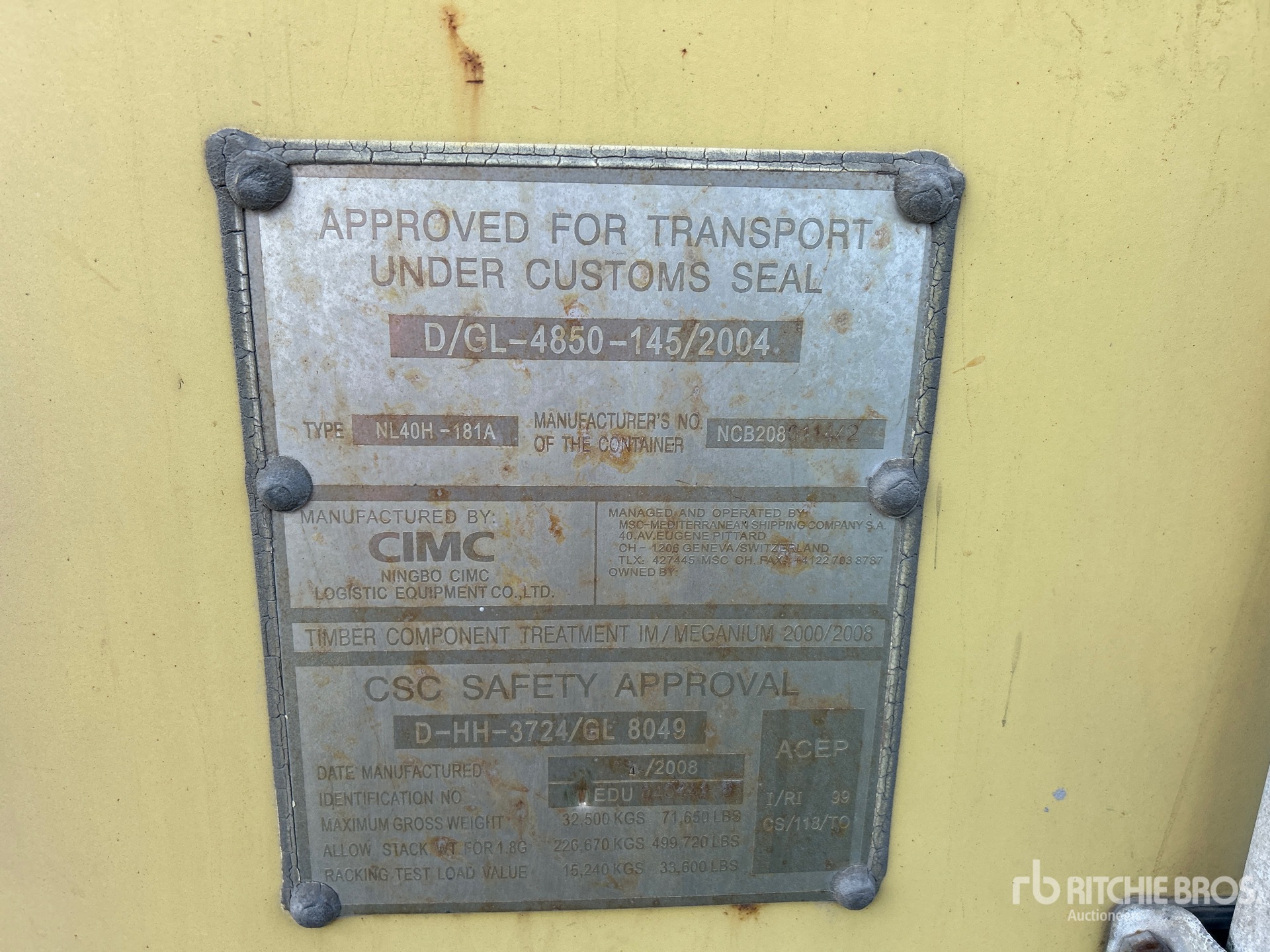 General Appearance with Serial Number / VIN