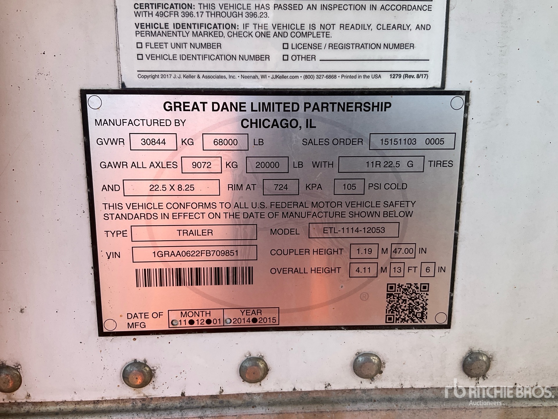 General Appearance with Serial Number / VIN