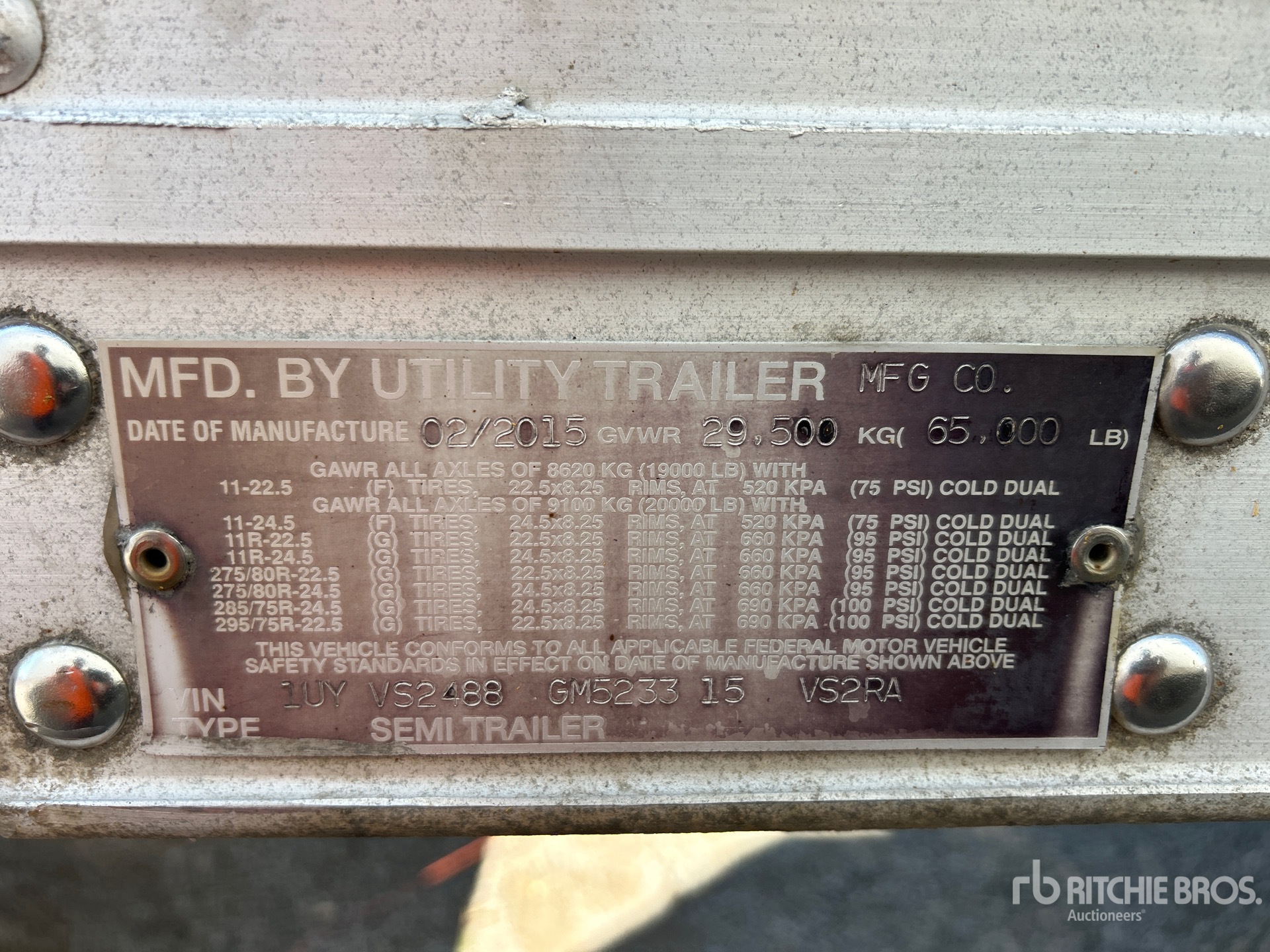 General Appearance with Serial Number / VIN