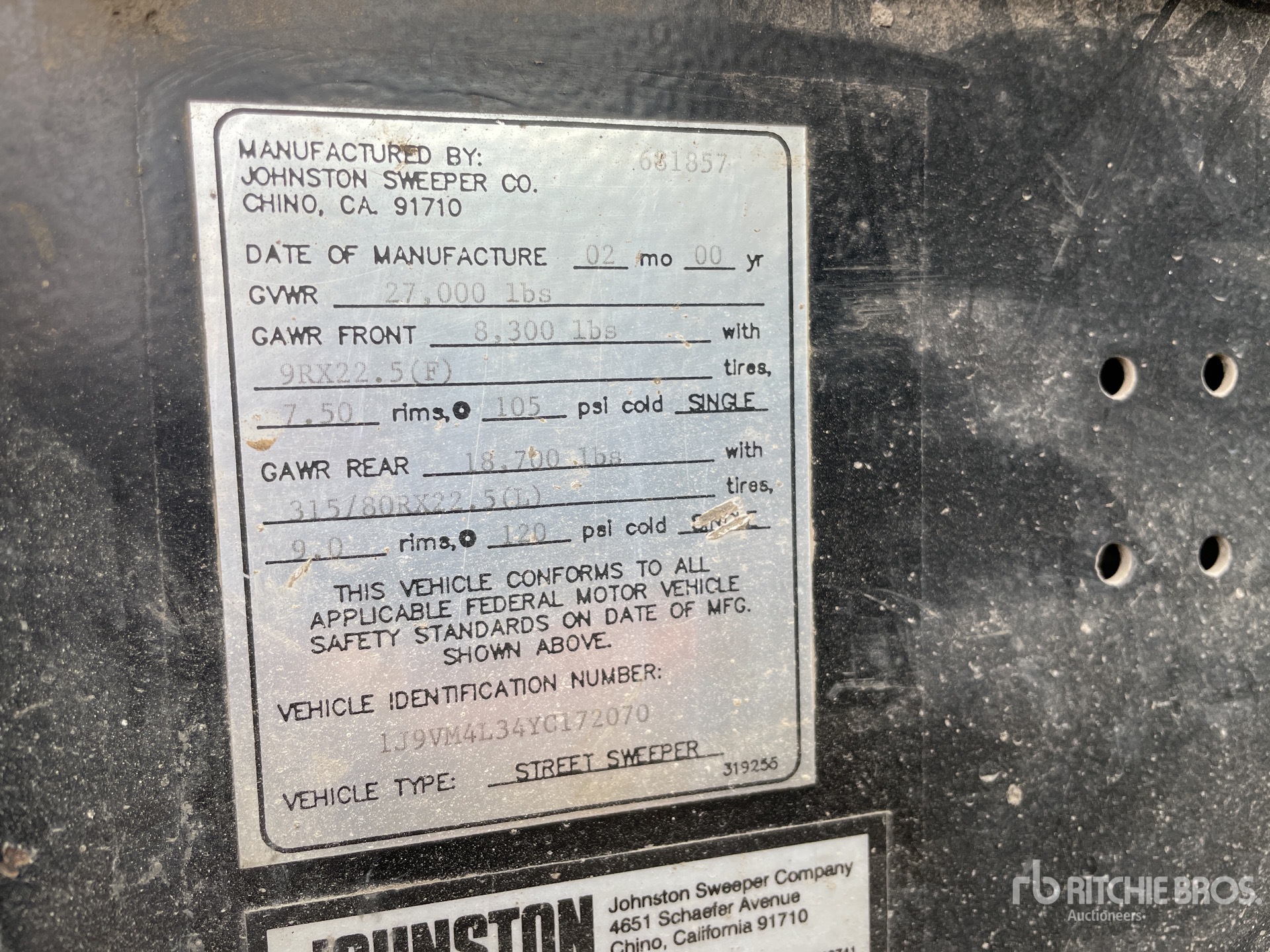 General Appearance with Serial Number / VIN