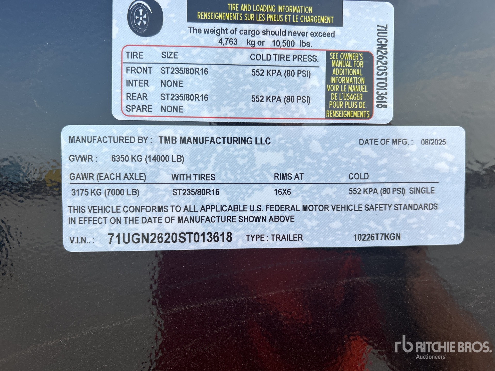 General Appearance with Serial Number / VIN