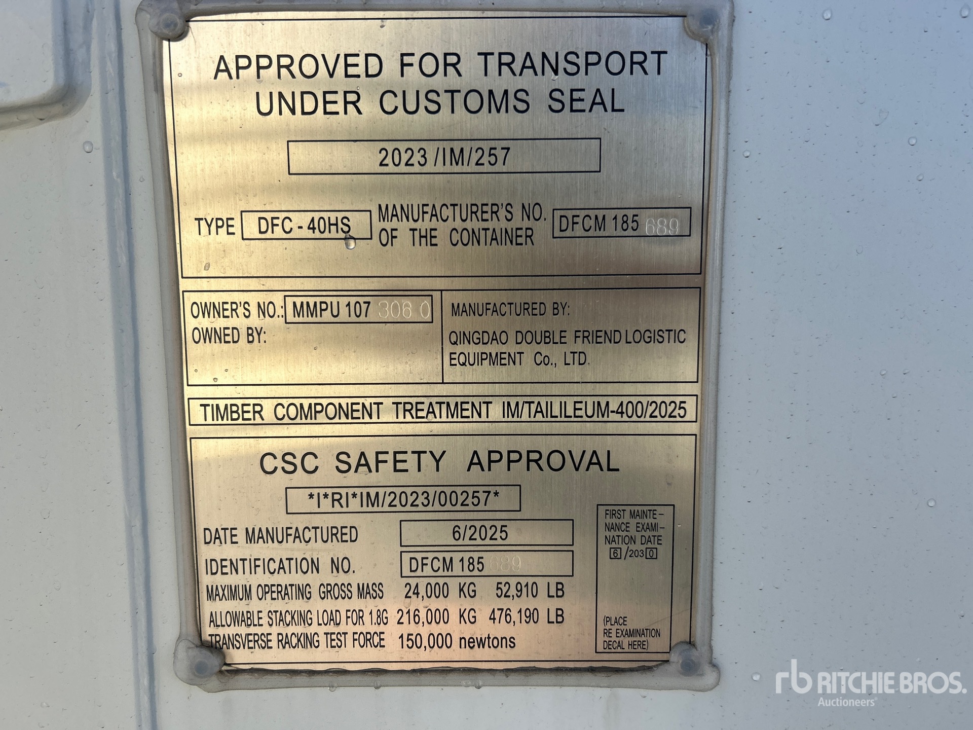 General Appearance with Serial Number / VIN
