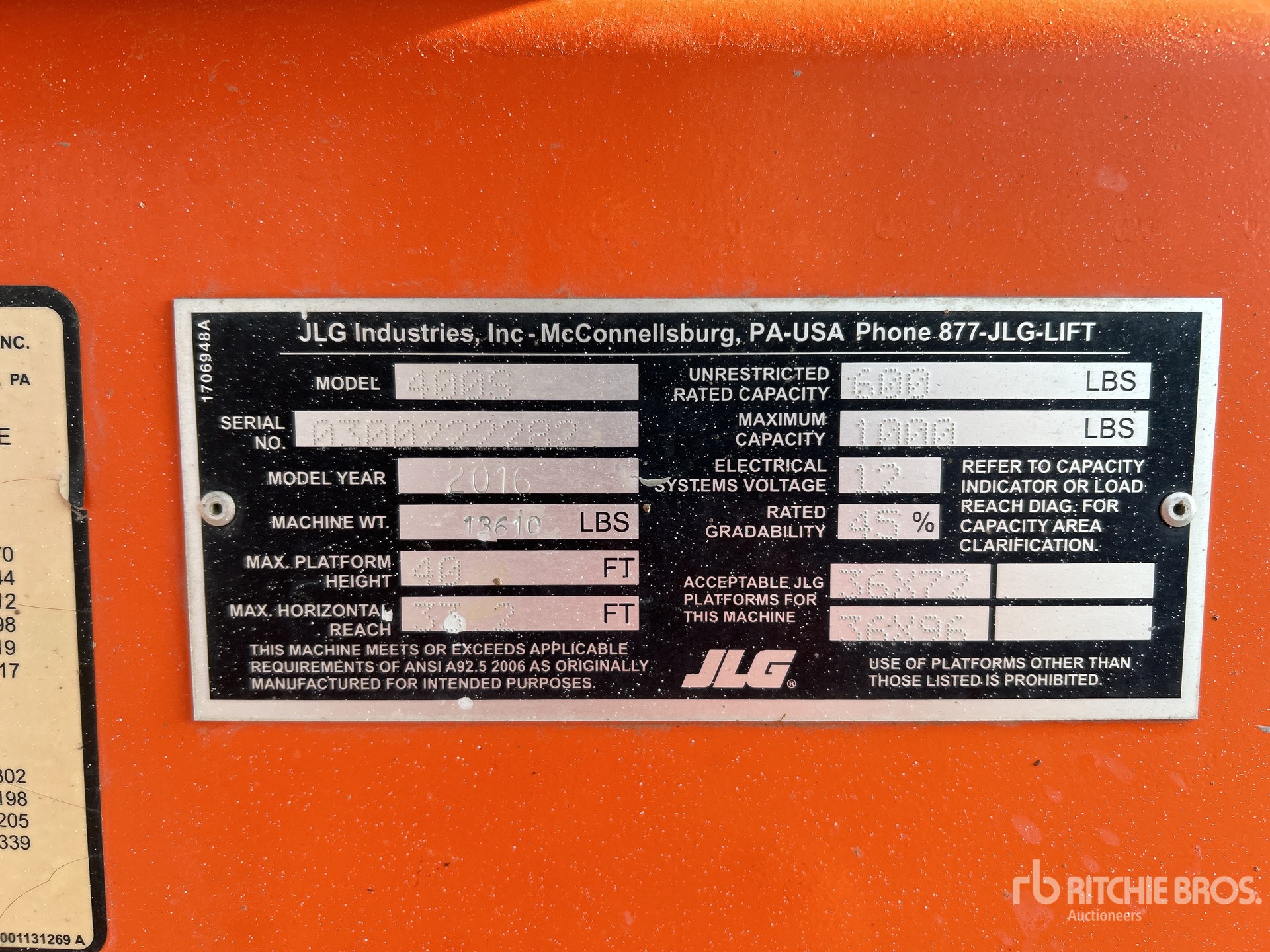 General Appearance with Serial Number / VIN