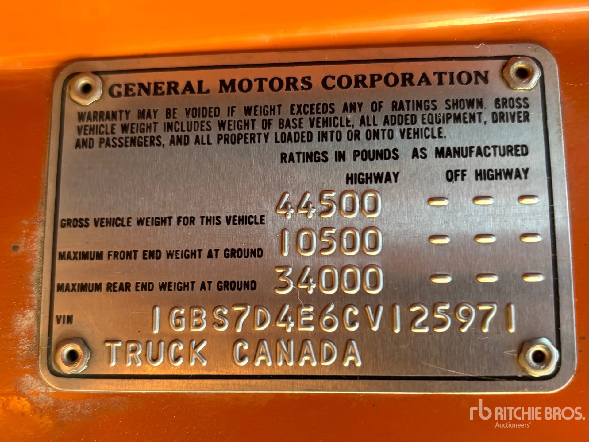 General Appearance with Serial Number / VIN