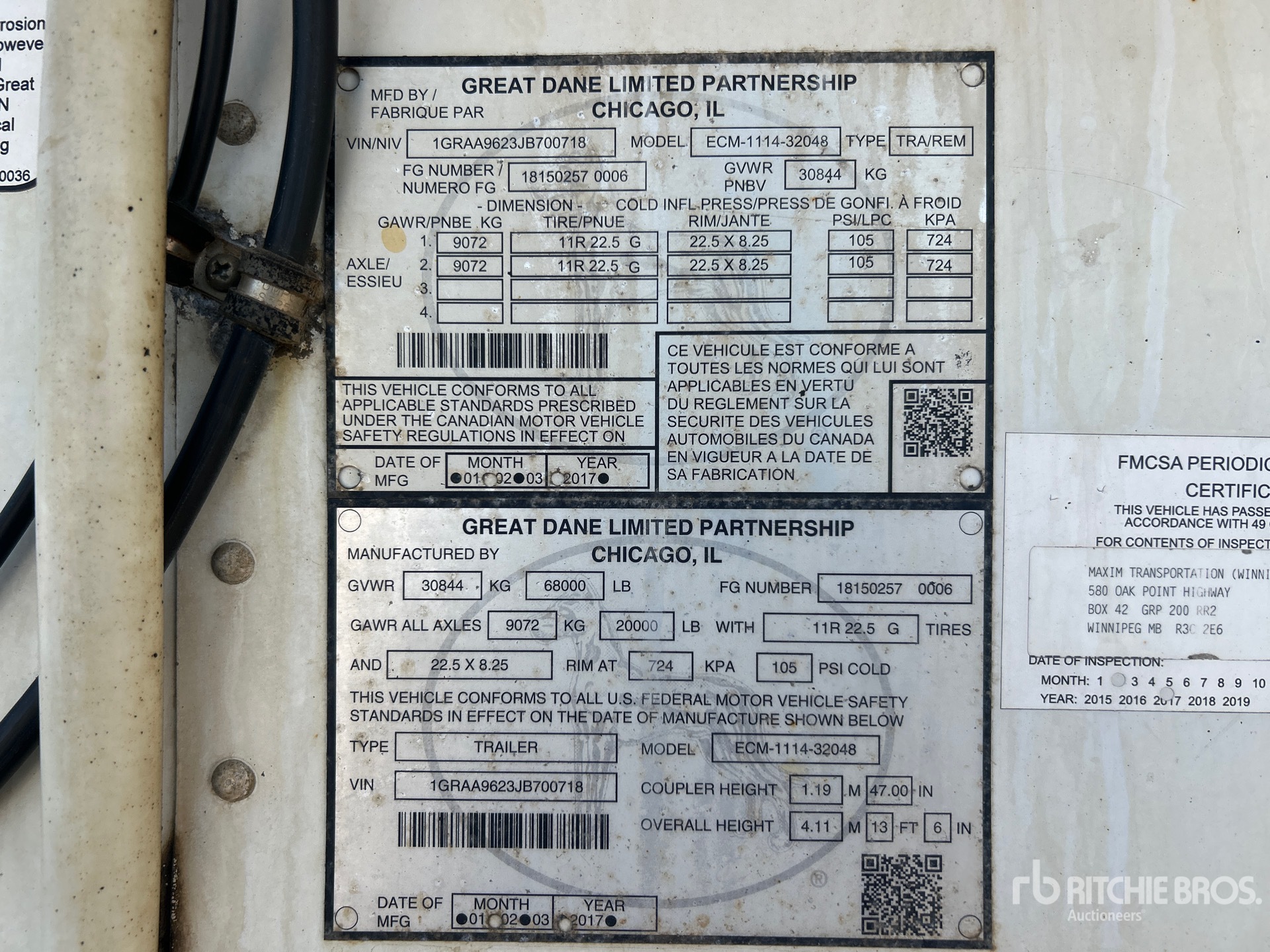 General Appearance with Serial Number / VIN