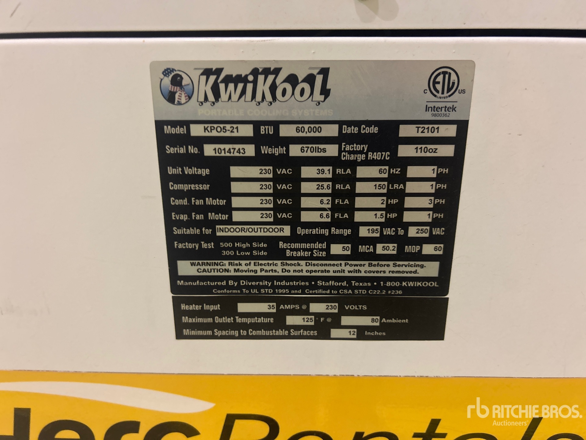 General Appearance with Serial Number / VIN