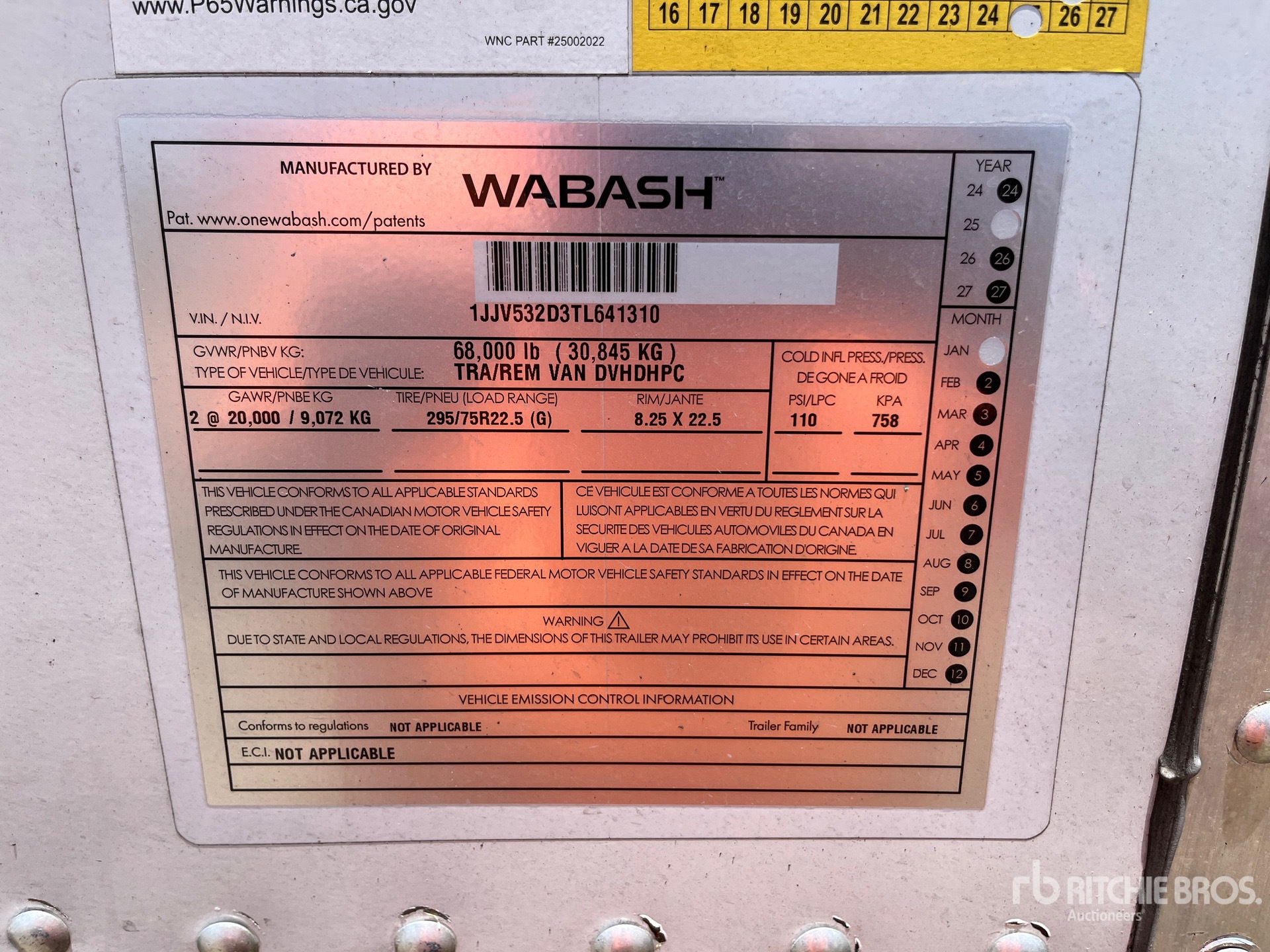 General Appearance with Serial Number / VIN