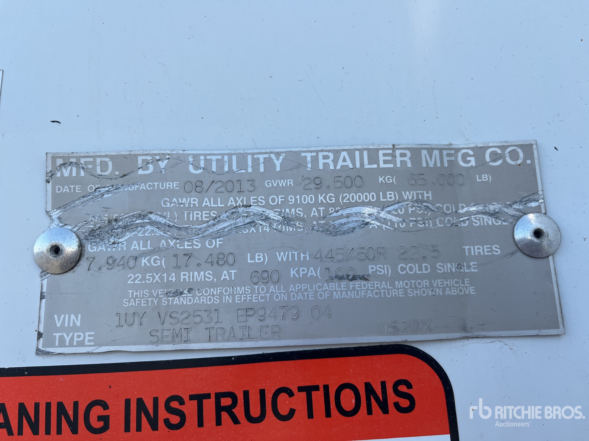 General Appearance with Serial Number / VIN