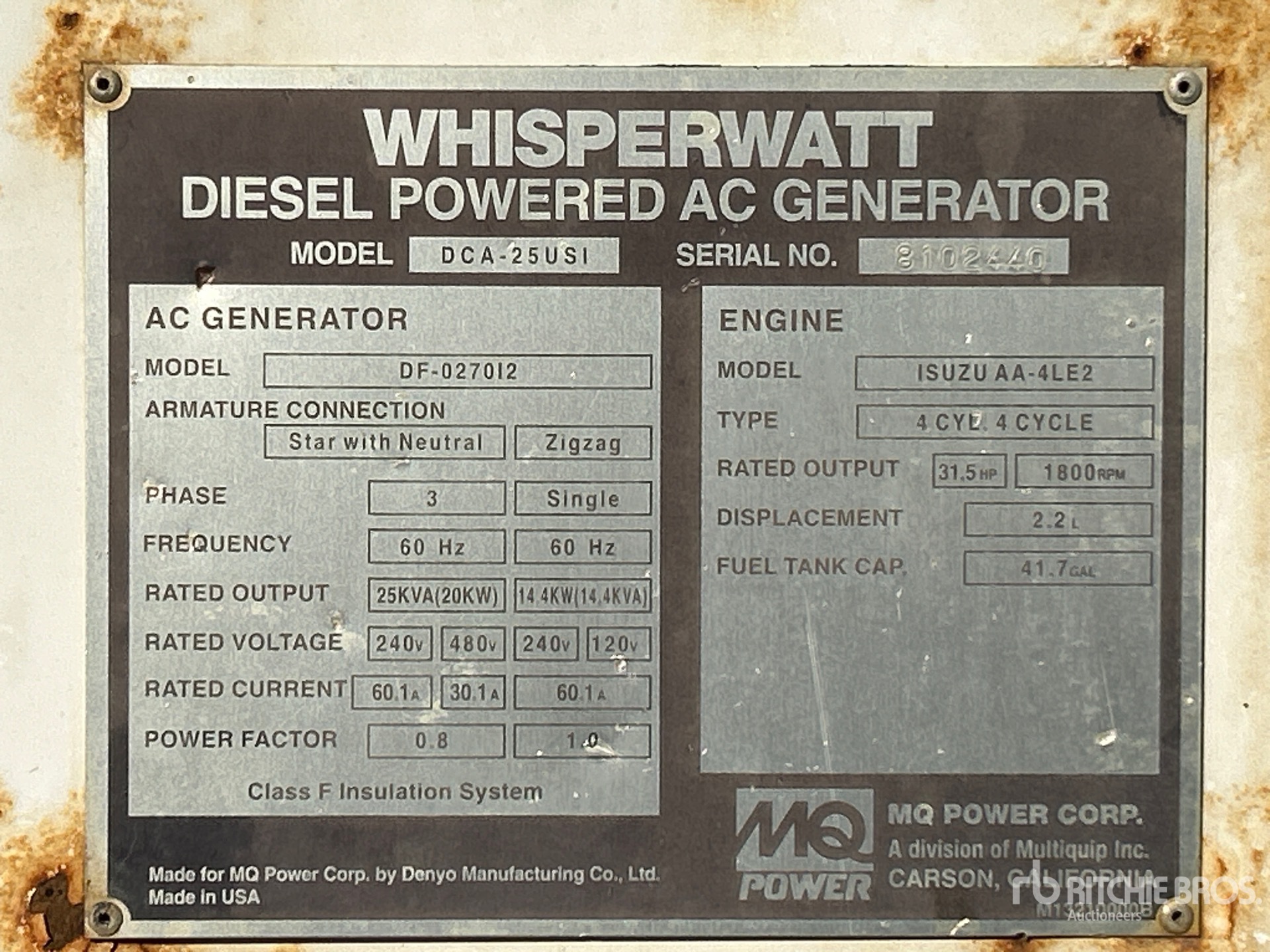 General Appearance with Serial Number / VIN