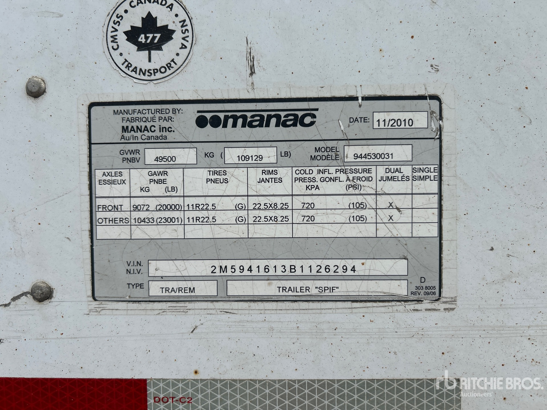 General Appearance with Serial Number / VIN
