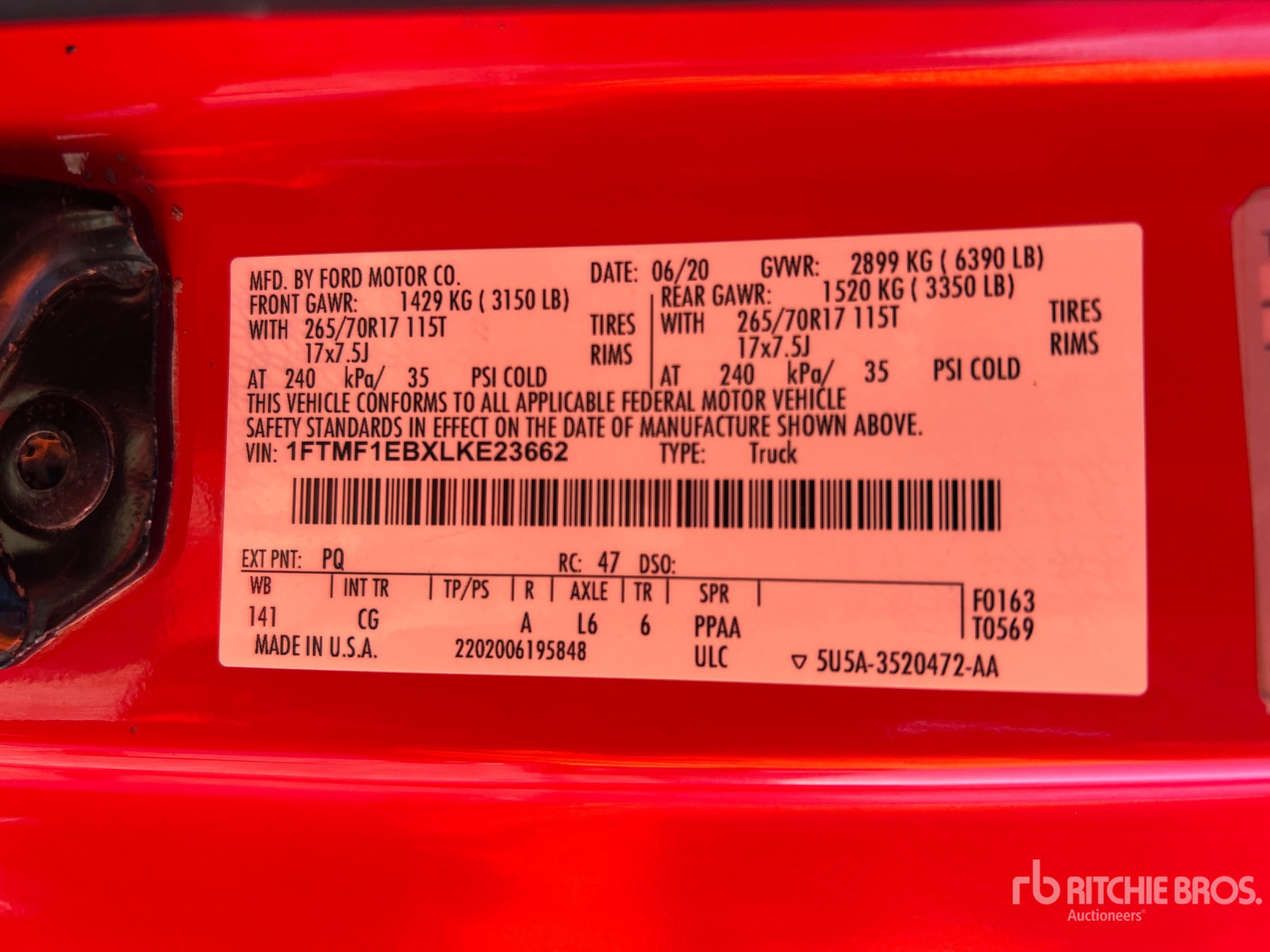 General Appearance with Serial Number / VIN