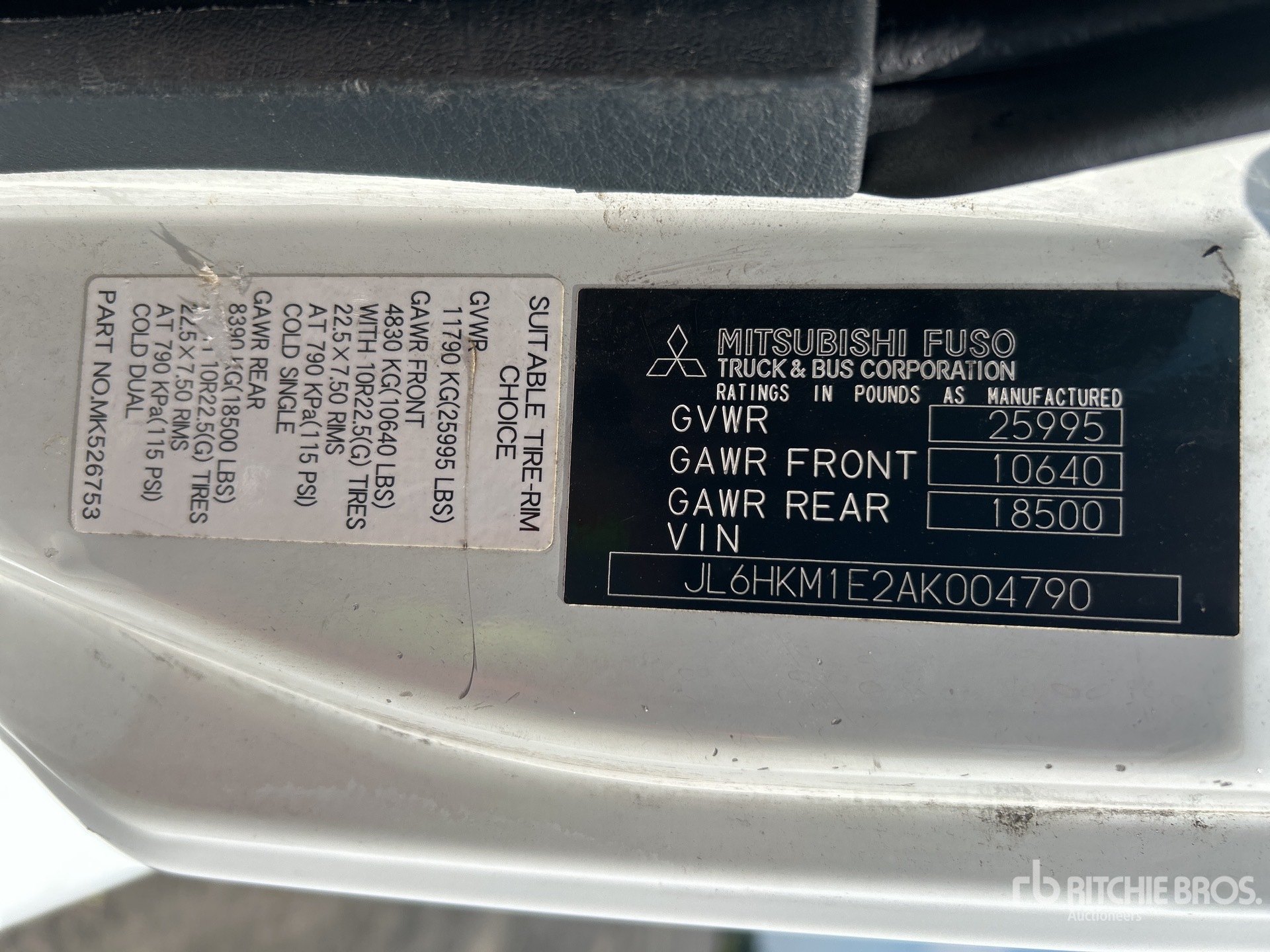 General Appearance with Serial Number / VIN