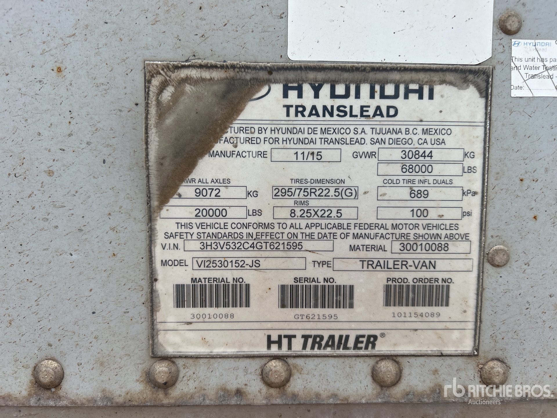 General Appearance with Serial Number / VIN