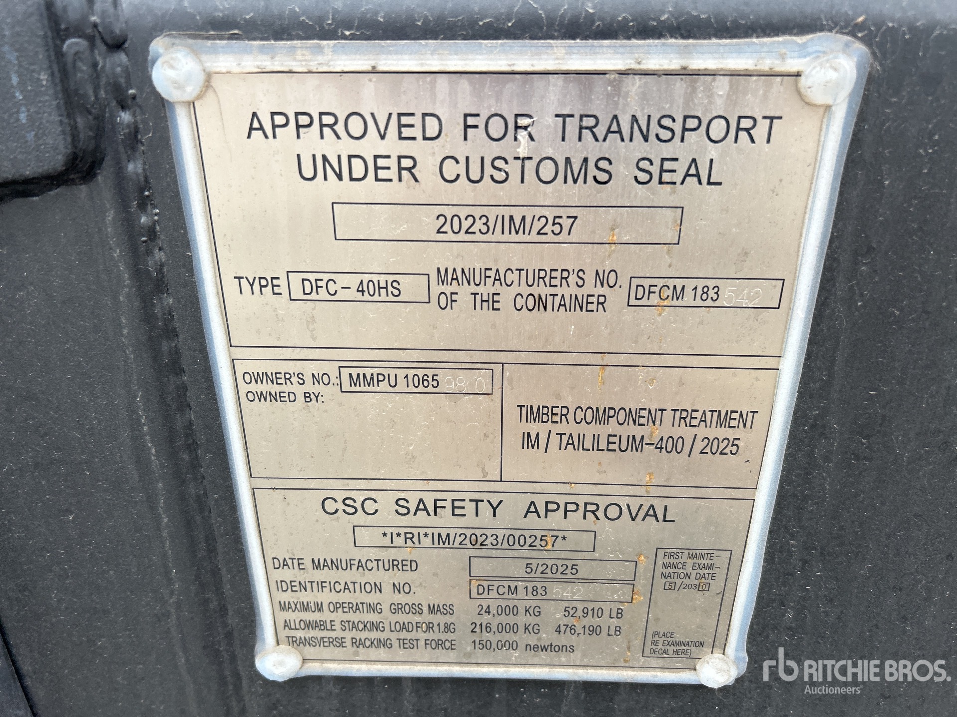 General Appearance with Serial Number / VIN