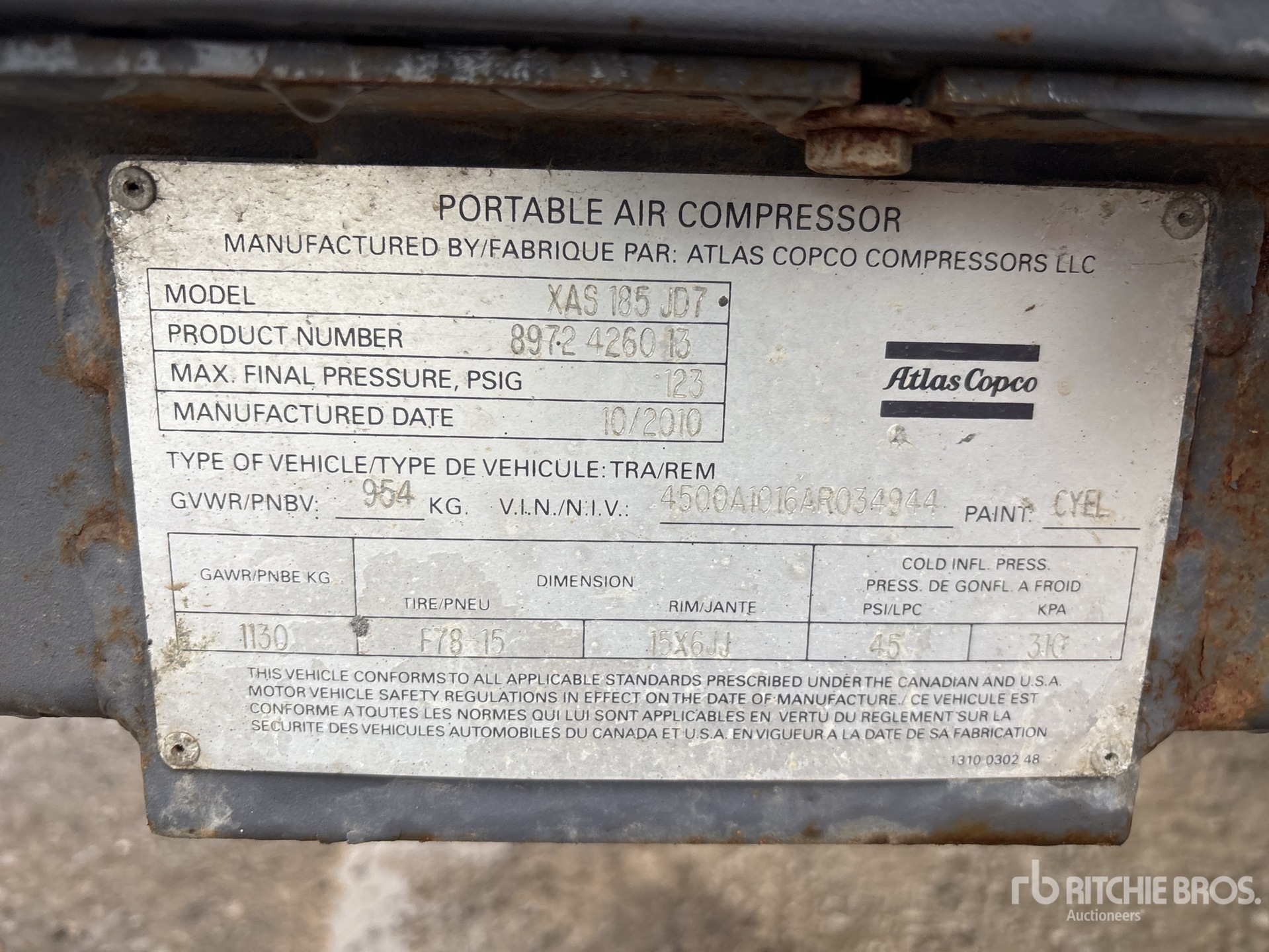 General Appearance with Serial Number / VIN