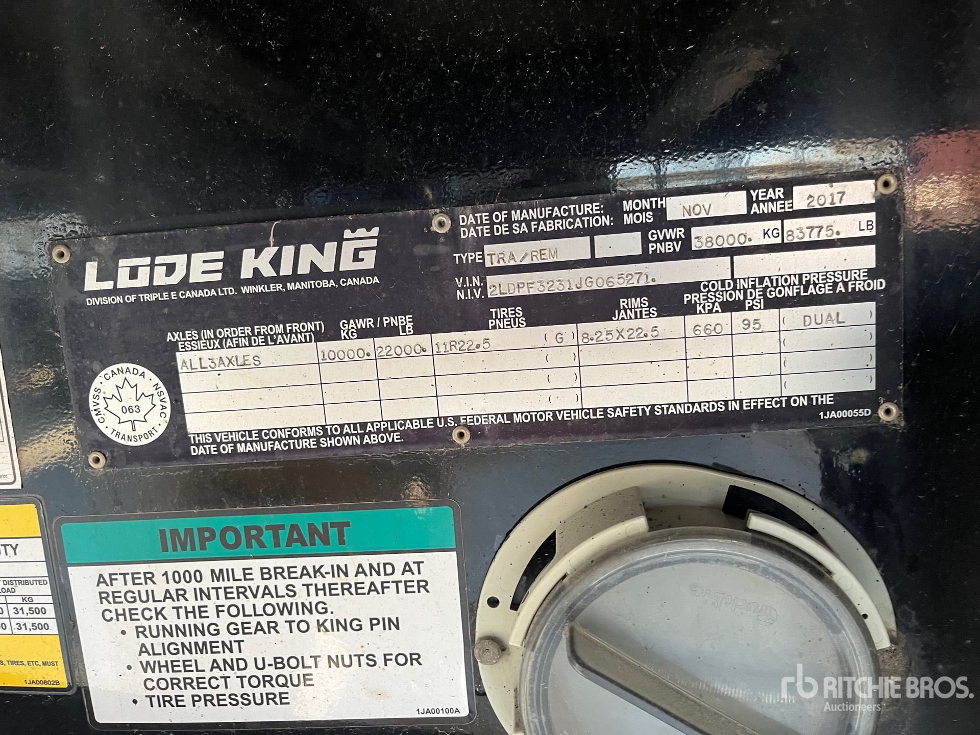 General Appearance with Serial Number / VIN