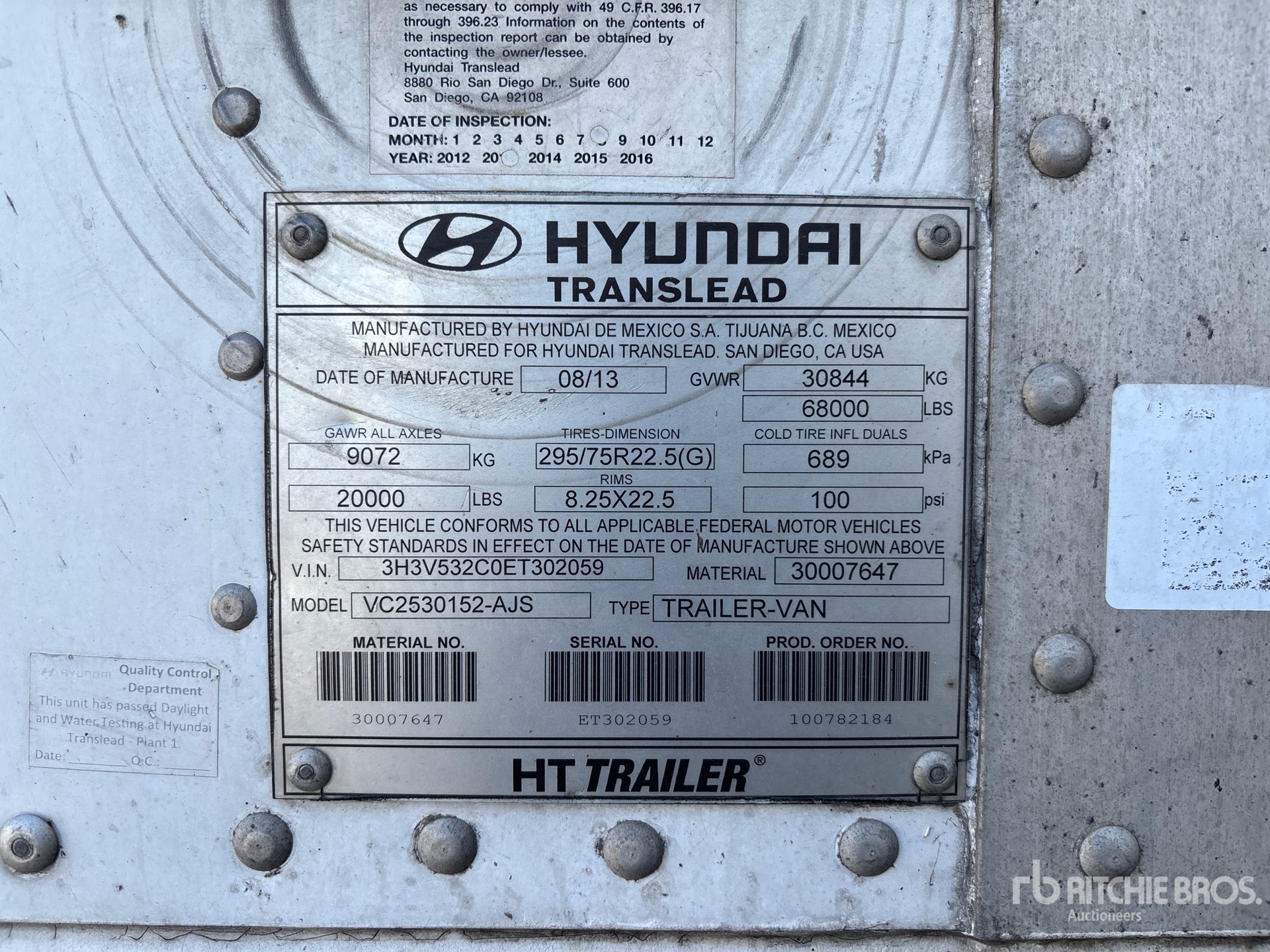 General Appearance with Serial Number / VIN